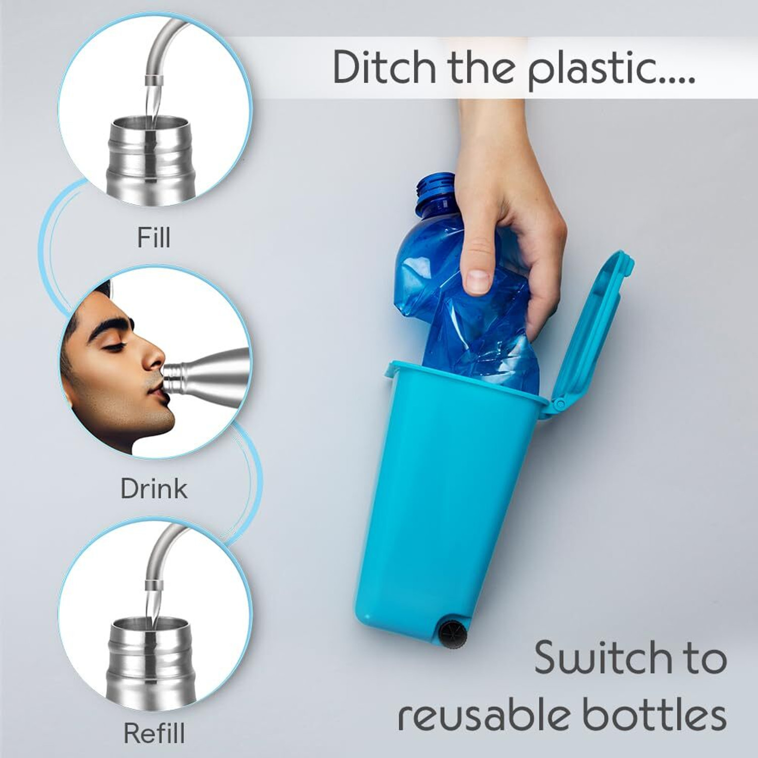 Image of BOROSIL Bolt Steel Water Bottle, 24 Hours Hot & Cold Double Wall Insulated Flask 1000 ml Steel Flask