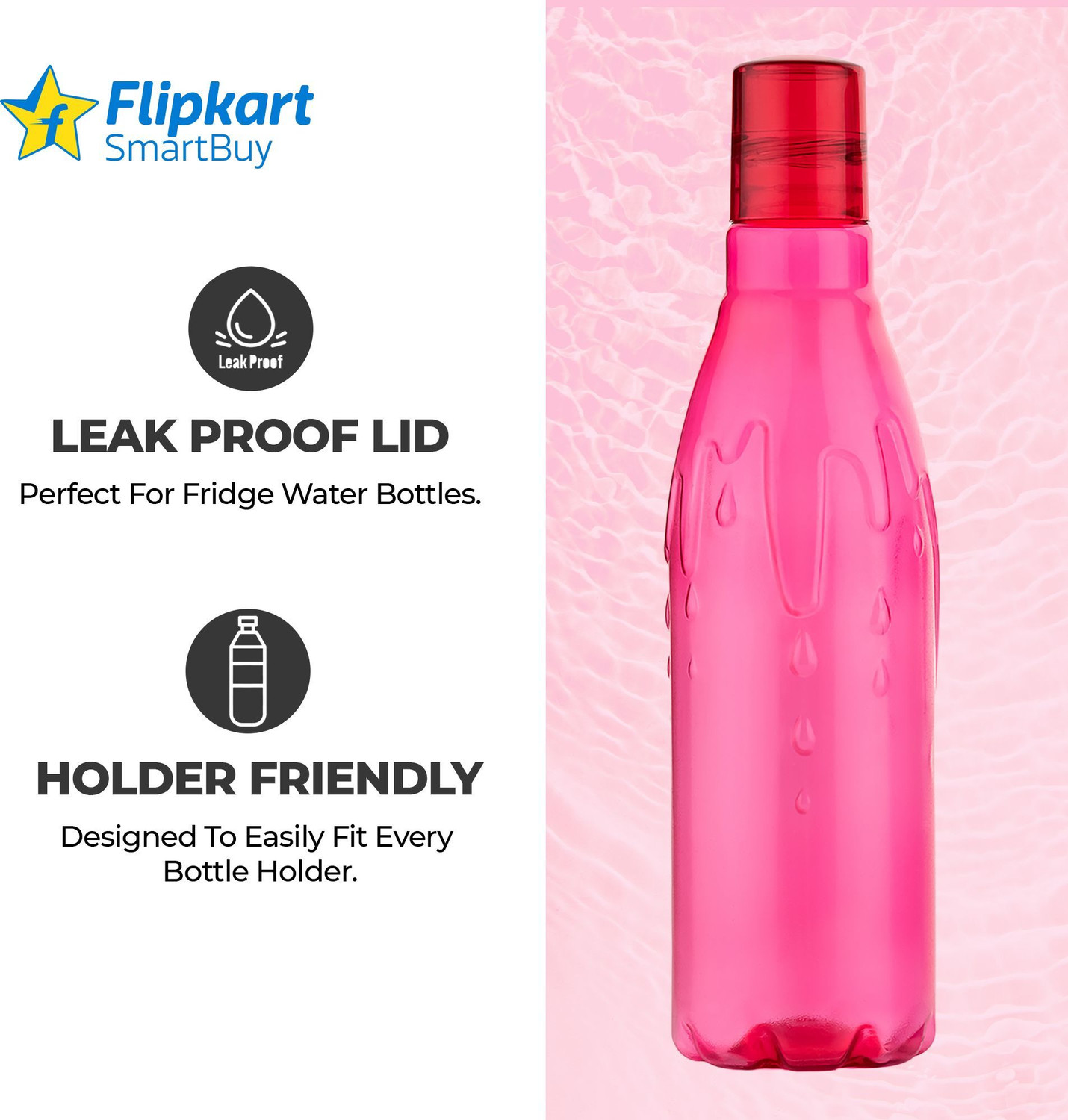 Image of Flipkart SmartBuy Premium Quality Water Drop Design Shape water bottle set of fridge 1100 ml Plastic Bottle