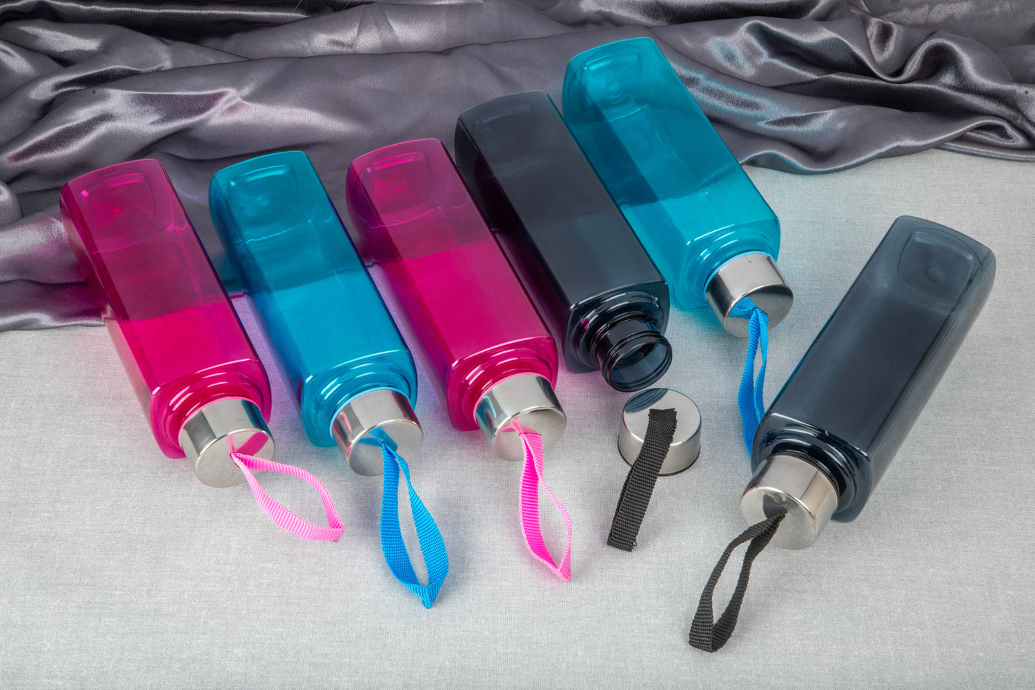 Image of QUPSY Square Fridge Water Bottle set for School, Collage, Office, Kitchen Bottle 6pcs 800 ml Plastic Bottle
