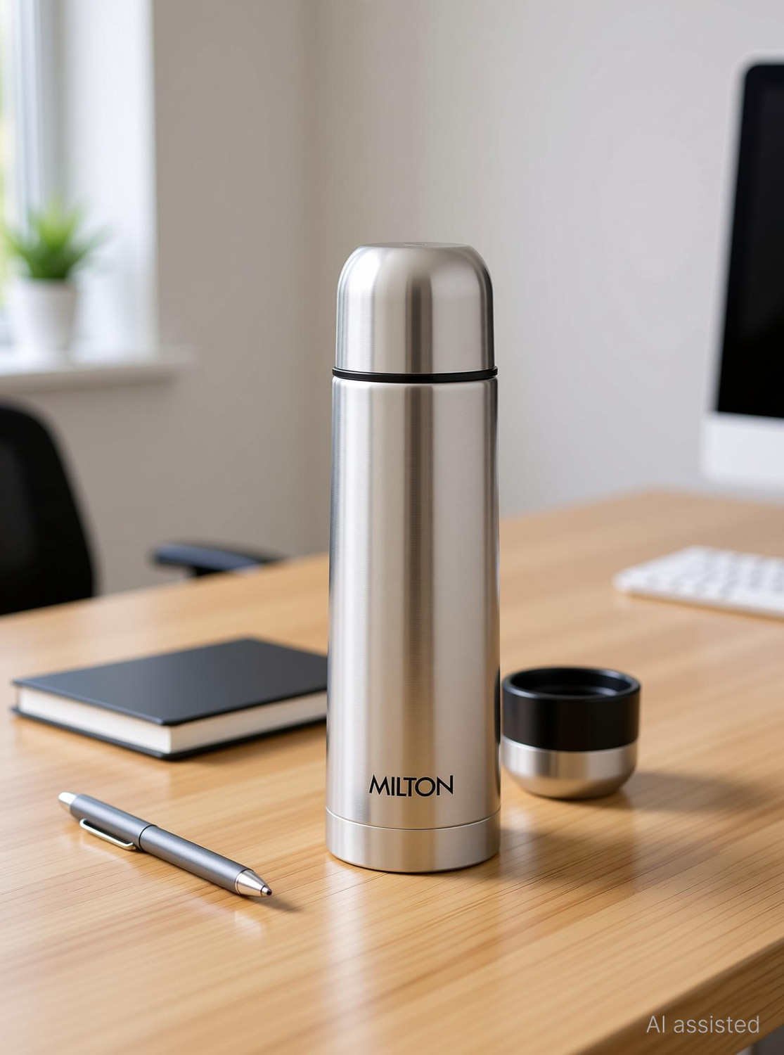 Image of MILTON Thermosteel Flip Lid Stainless Steel Vacuum Insulated Bottle 750 ml (Silver) 750 ml Stainless Steel Flask