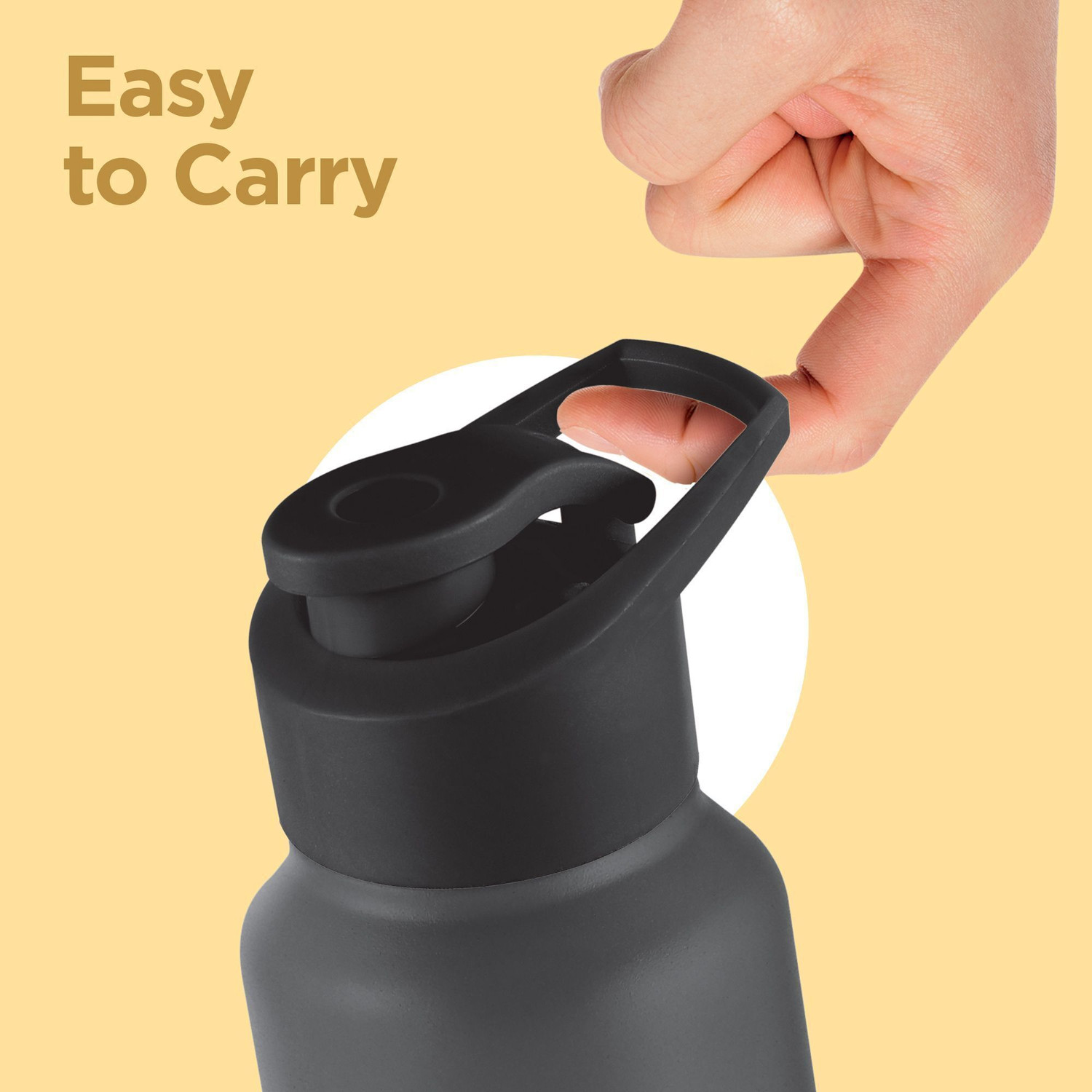 Image of MILTON Torino 1000 Stainless Steel Water Bottle, Single Walled, 980 ml, Grey & Black 980 ml Stainless Steel Bottle