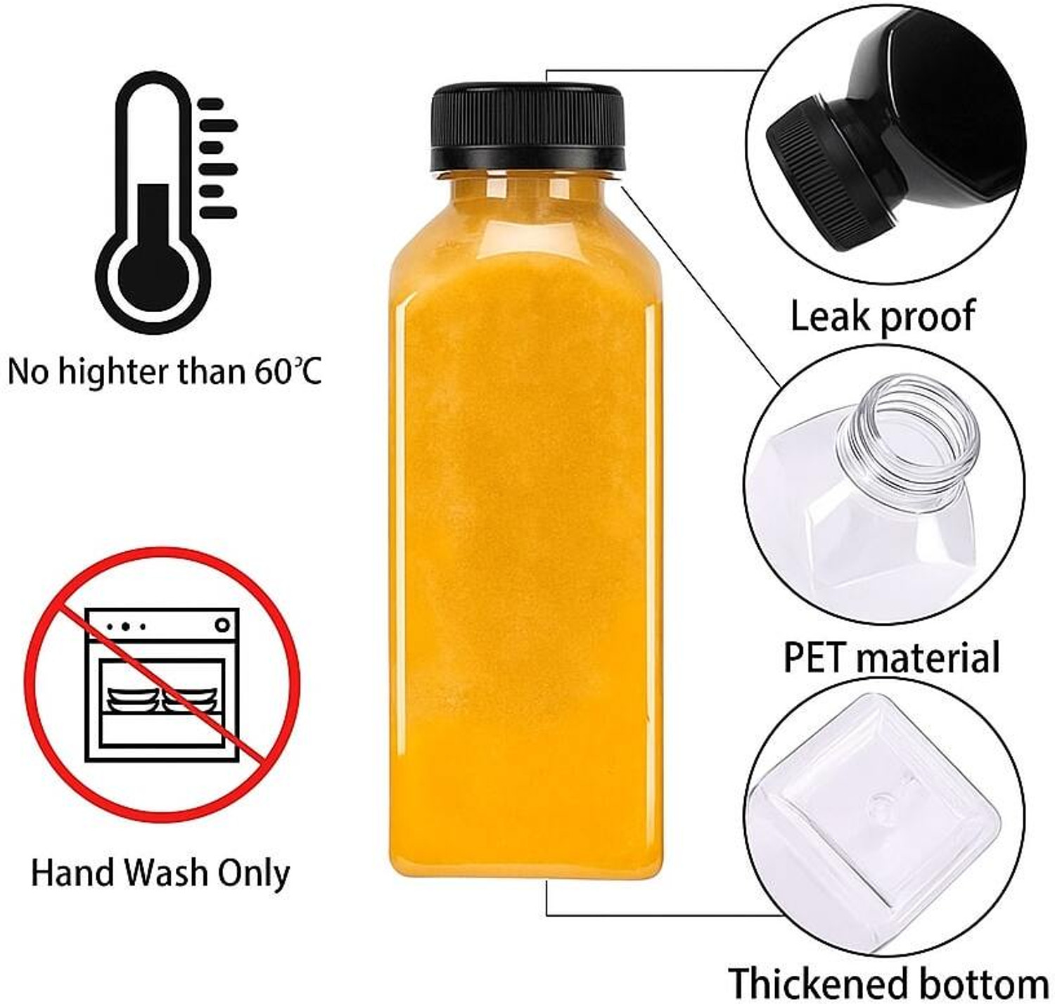 Image of Divatos 250ML Transparent Bottle With Black Cap 250 ml Plastic Bottle