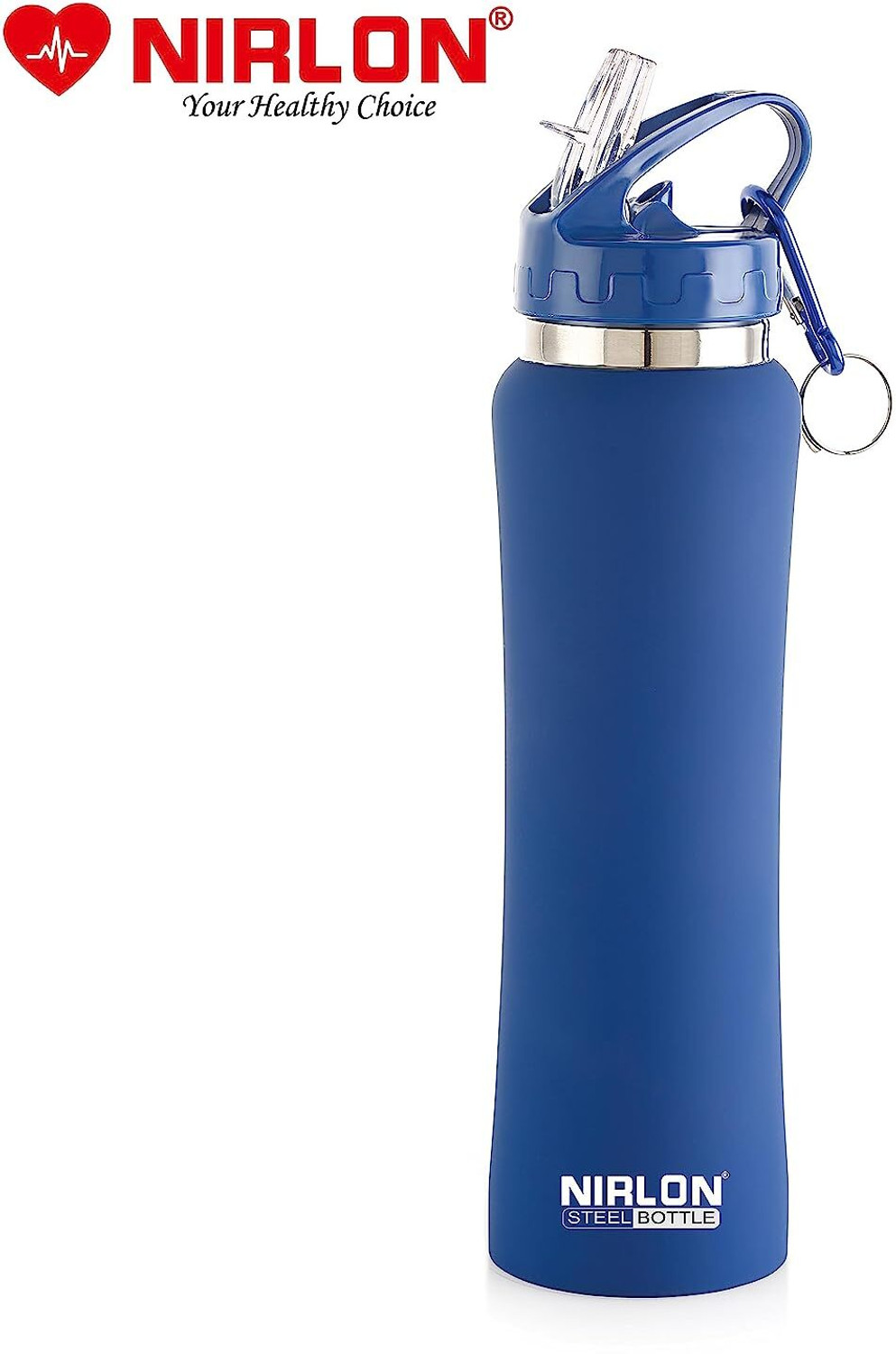 Image of NIRLON Flip Bot Stainless Steel Sipper Water Bottle with Straw Lid Pack of 2 750 ml Steel, Steel Bottle