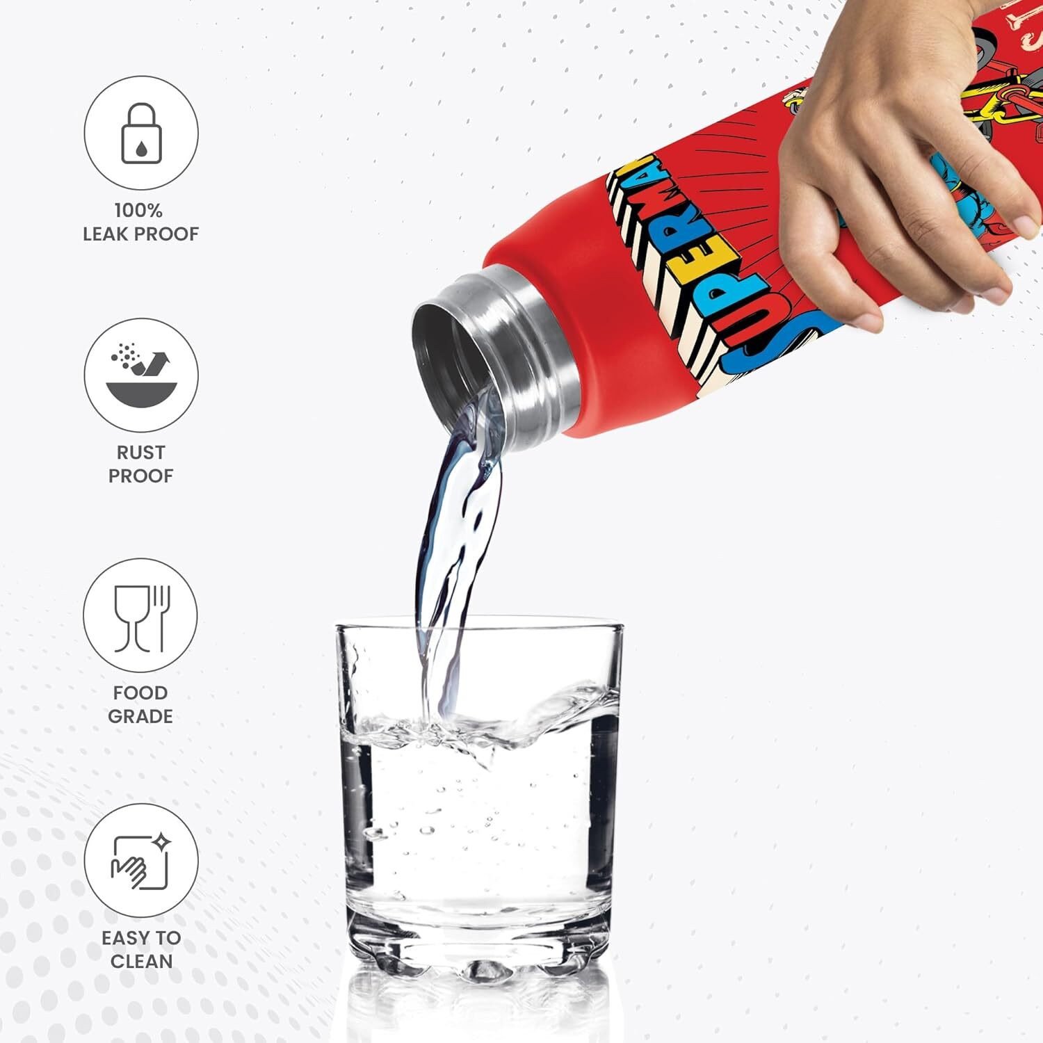 Image of MILTON Handy Design 850 Stainless Steel Water Bottle, 780 ml, RED 780 ml Stainless Steel Bottle