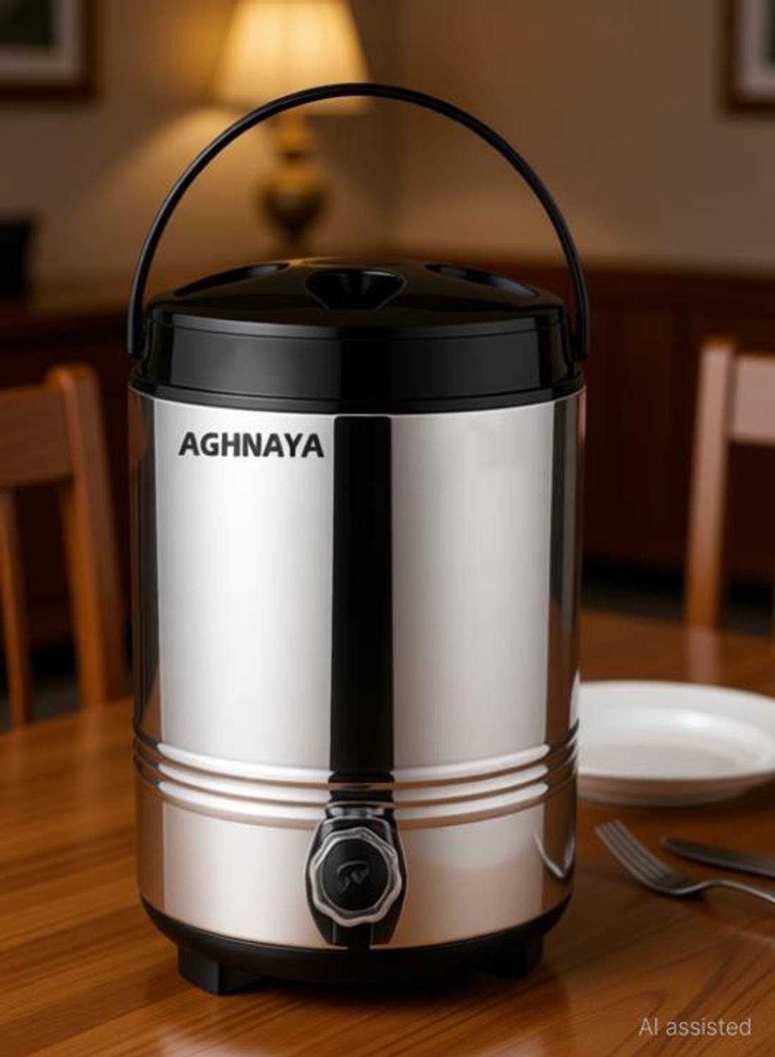 AGHNAYA Stainless Steel Water Camper/Water Jug Vacuum Insulated Thermo Flask 5 litre 5000 ml Steel Flask