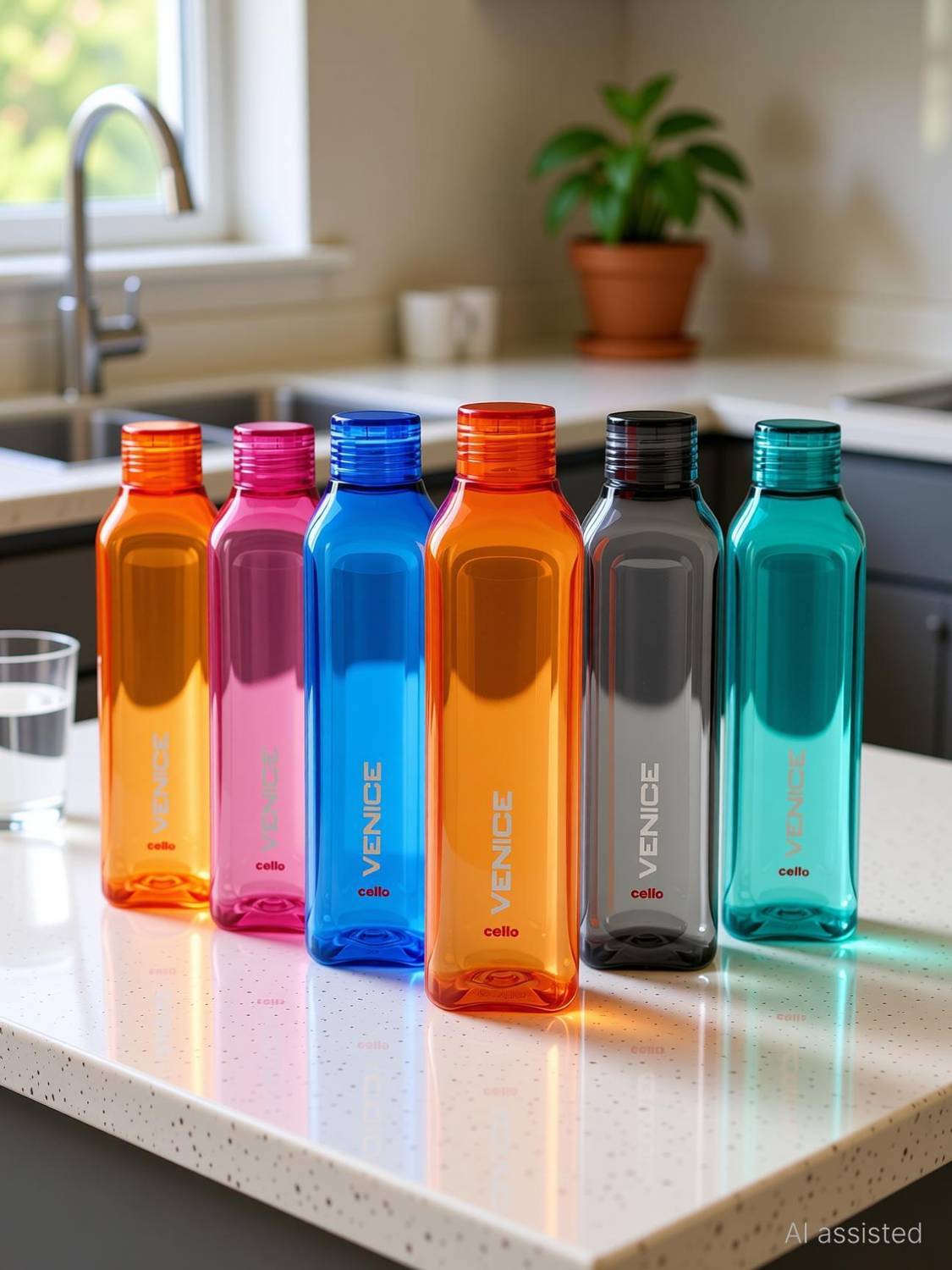 cello Venice | Break proof and Leak Proof | Hygienic & Freezer safe 1000 ml Plastic Bottle
