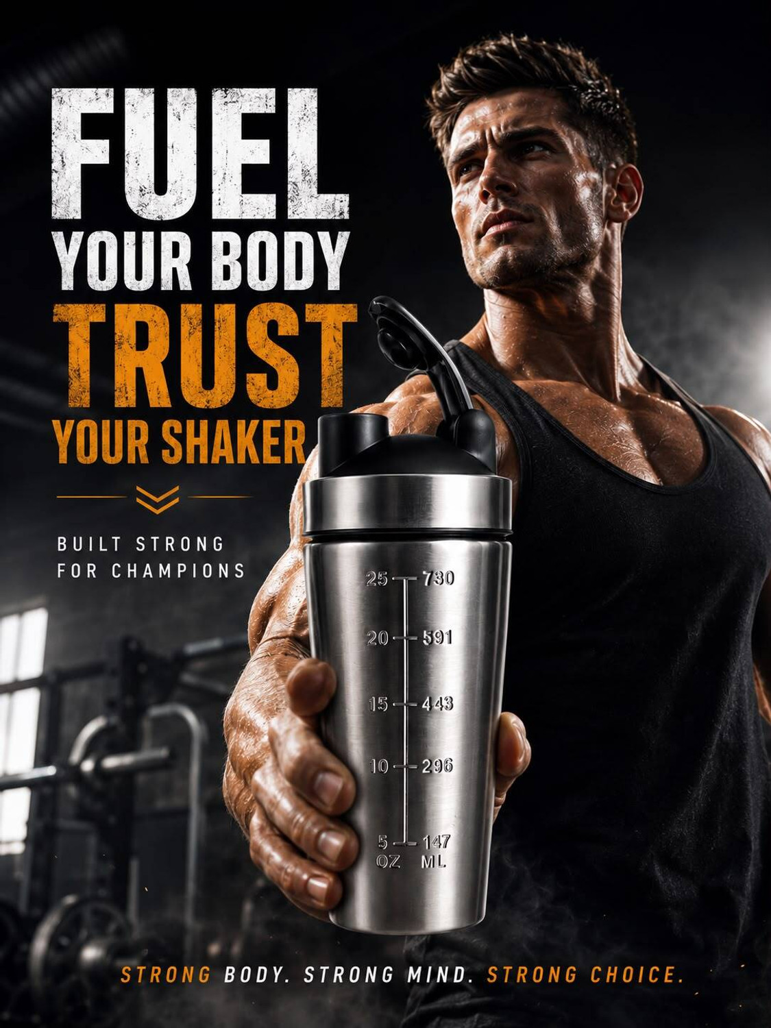 Image of veltria enterprises Gym Silver Shaker 750 Ml 750 ml Stainless Steel Shaker