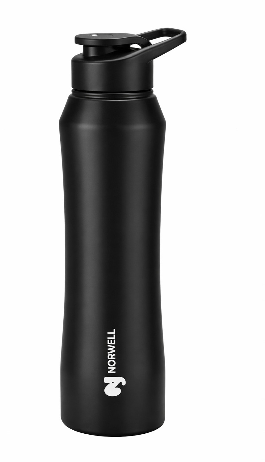 Image of NORWELL Curvy Black, Stylish Leakproof 1000 ml Steel Bottle