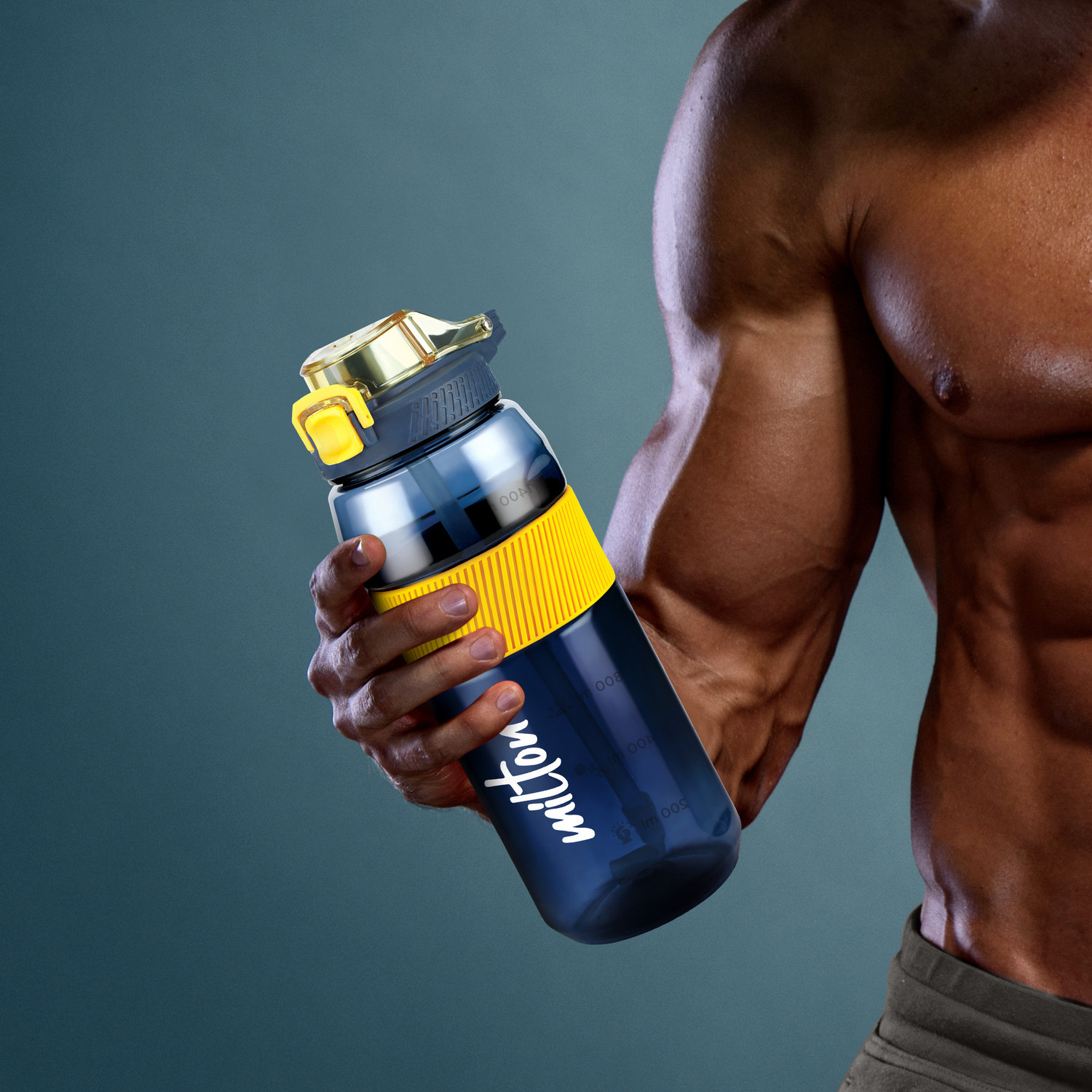 Image of MILTON Sports Sipper Large Water Bottle 1600 ml, One-Click Open Removable Straw Blue 1600 ml Plastic Bottle