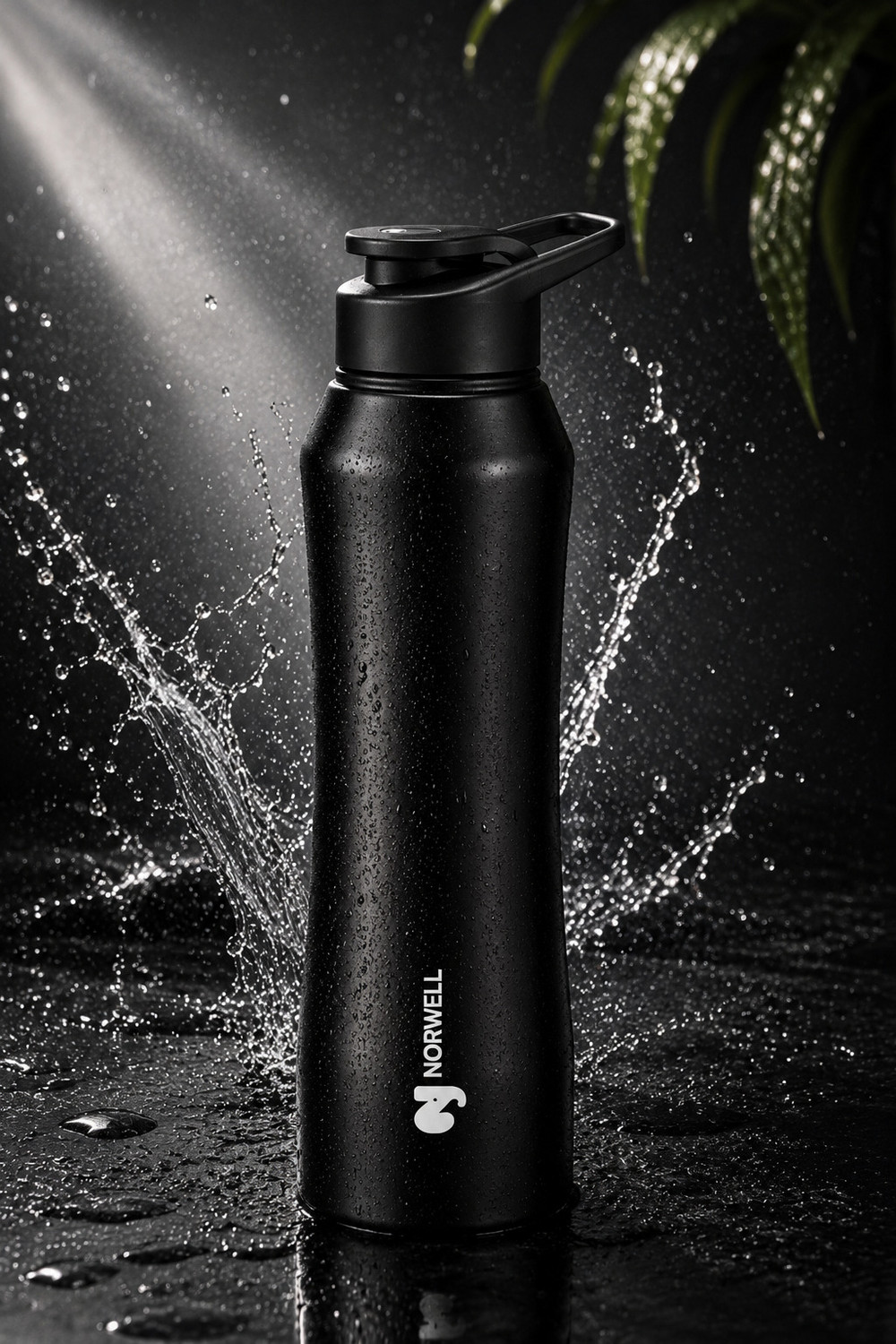 Image of NORWELL Curvy Black, Stylish Leakproof 1000 ml Steel Bottle