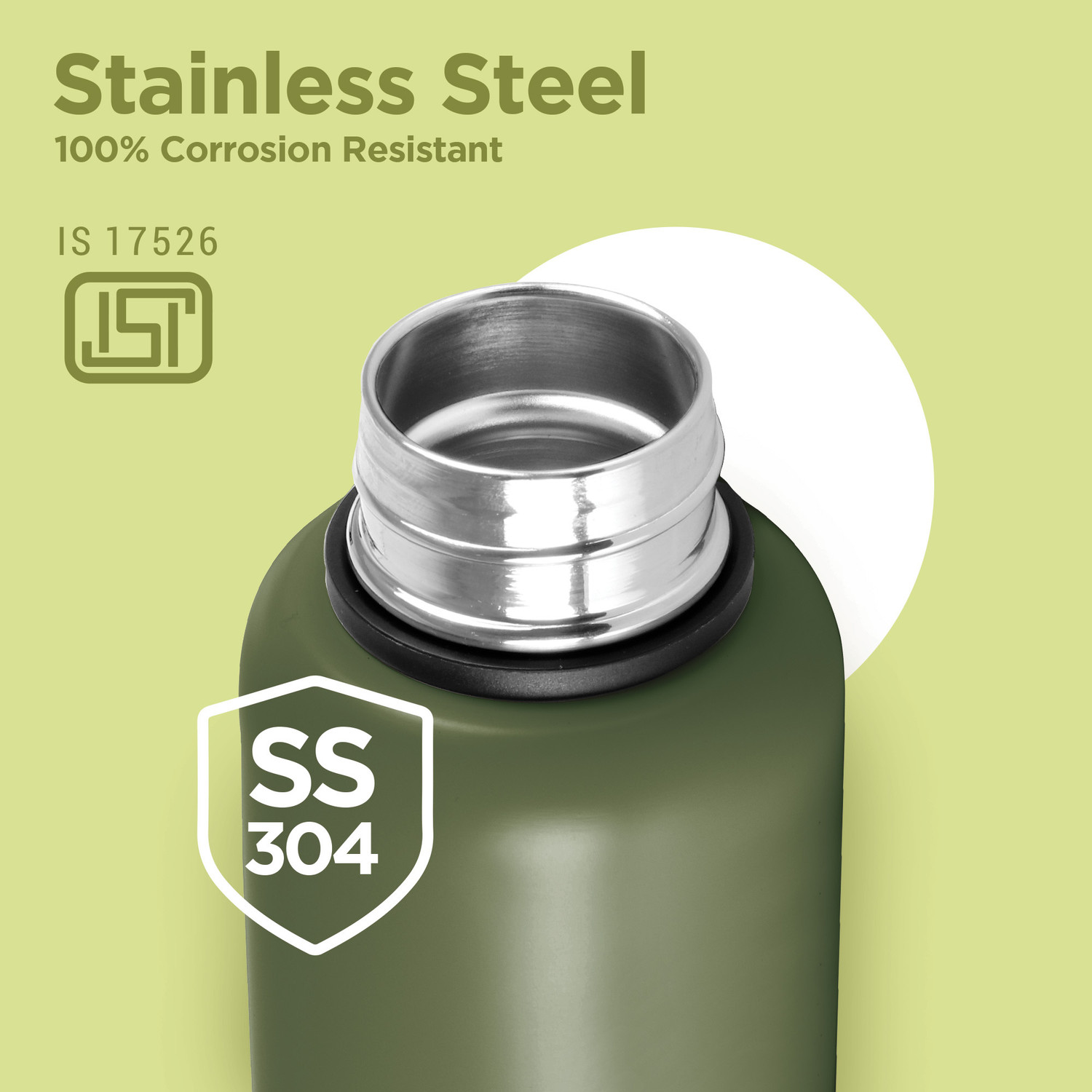 Image of MILTON Aura 1000 Thermosteel Water Bottle, Leak Proof Lid, ISI Certified Green 1000 ml Stainless Steel Flask