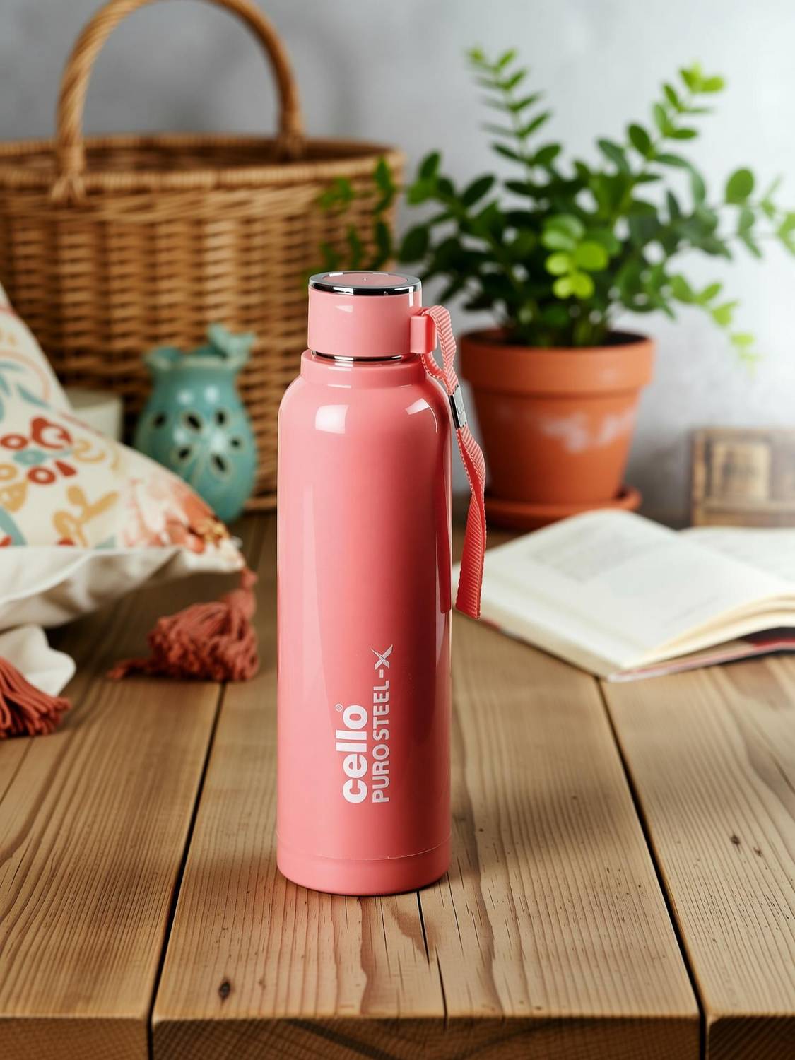 cello PURO STEEL X BENZ 900 650 ml Steel Bottle Pink Pack of 1 - Image 2