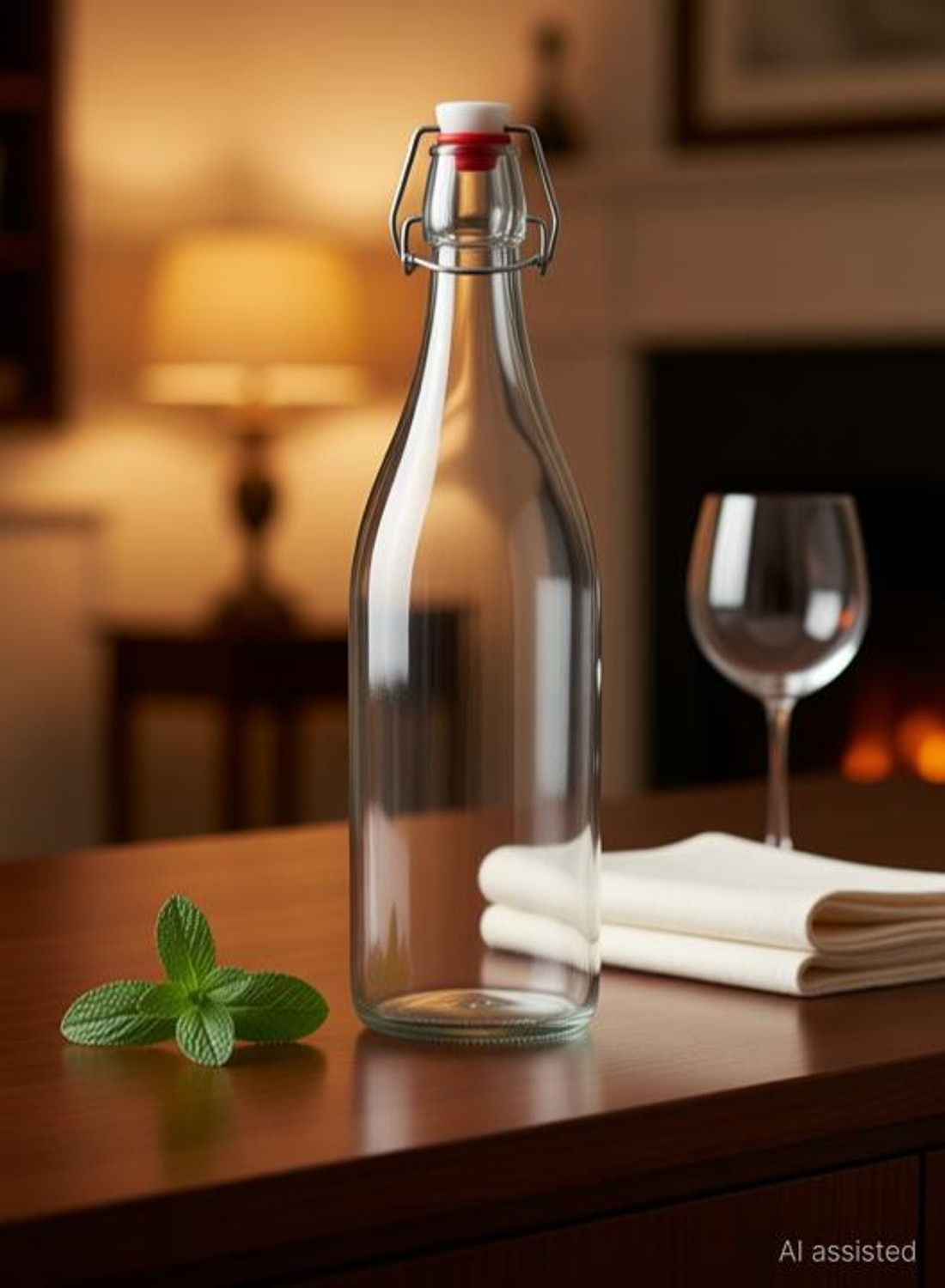 Image of AAnami Swing Top Clear Glass Bottles Cap Bottles With Stoppers,Flip Top Glass Bottles 1000 ml Glass Bottle