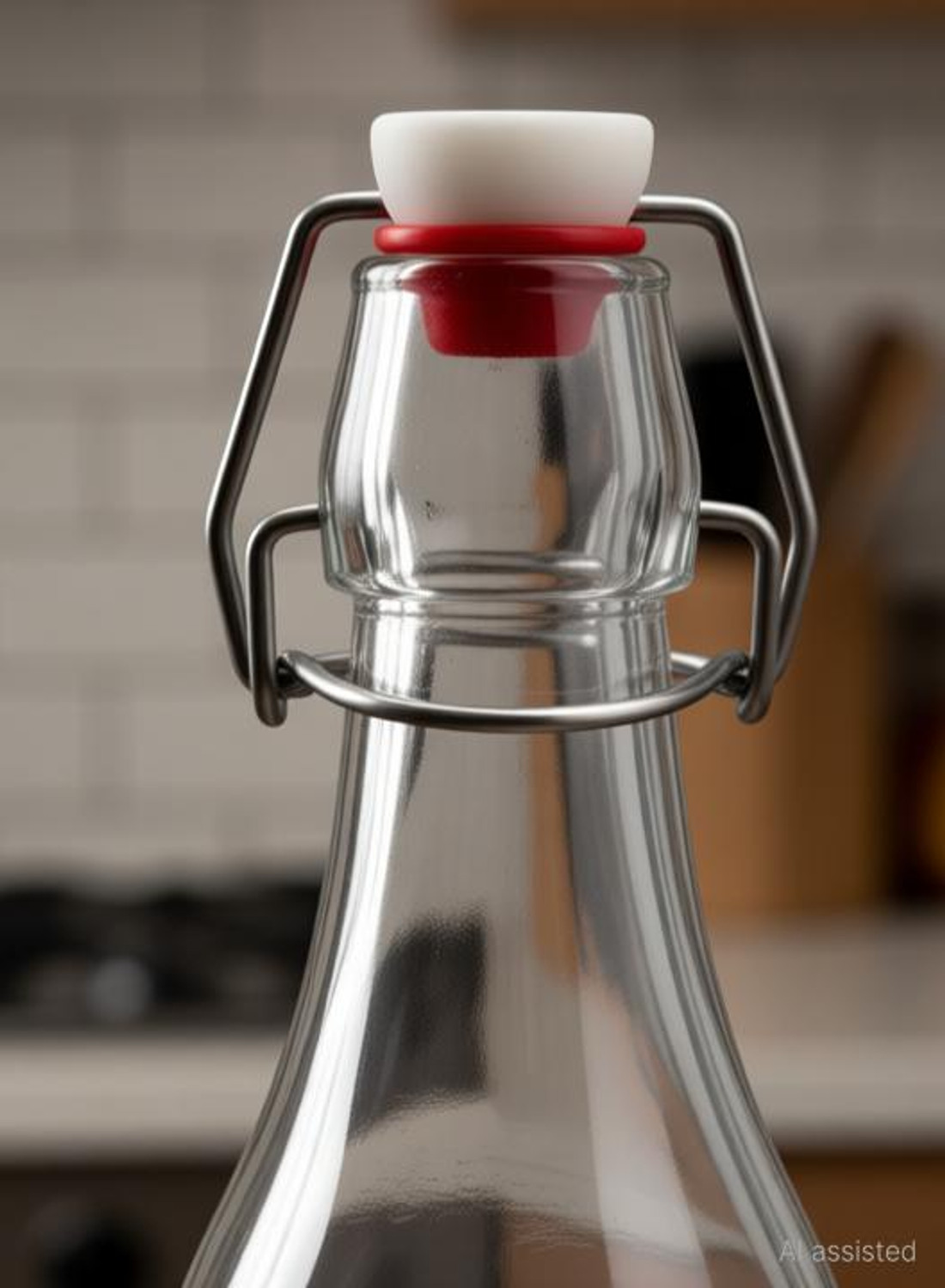 Image of AAnami Swing Top Clear Glass Bottles Cap Bottles With Stoppers,Flip Top Glass Bottles 1000 ml Glass Bottle