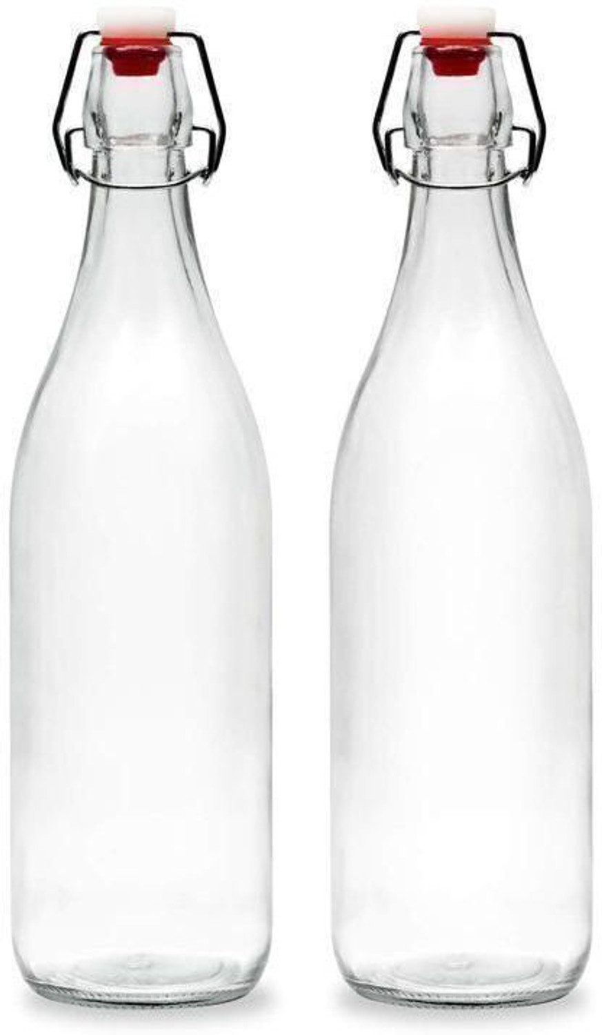 Image of AAnami Swing Top Clear Glass Bottles Cap Bottles With Stoppers,Flip Top Glass Bottles 1000 ml Glass Bottle