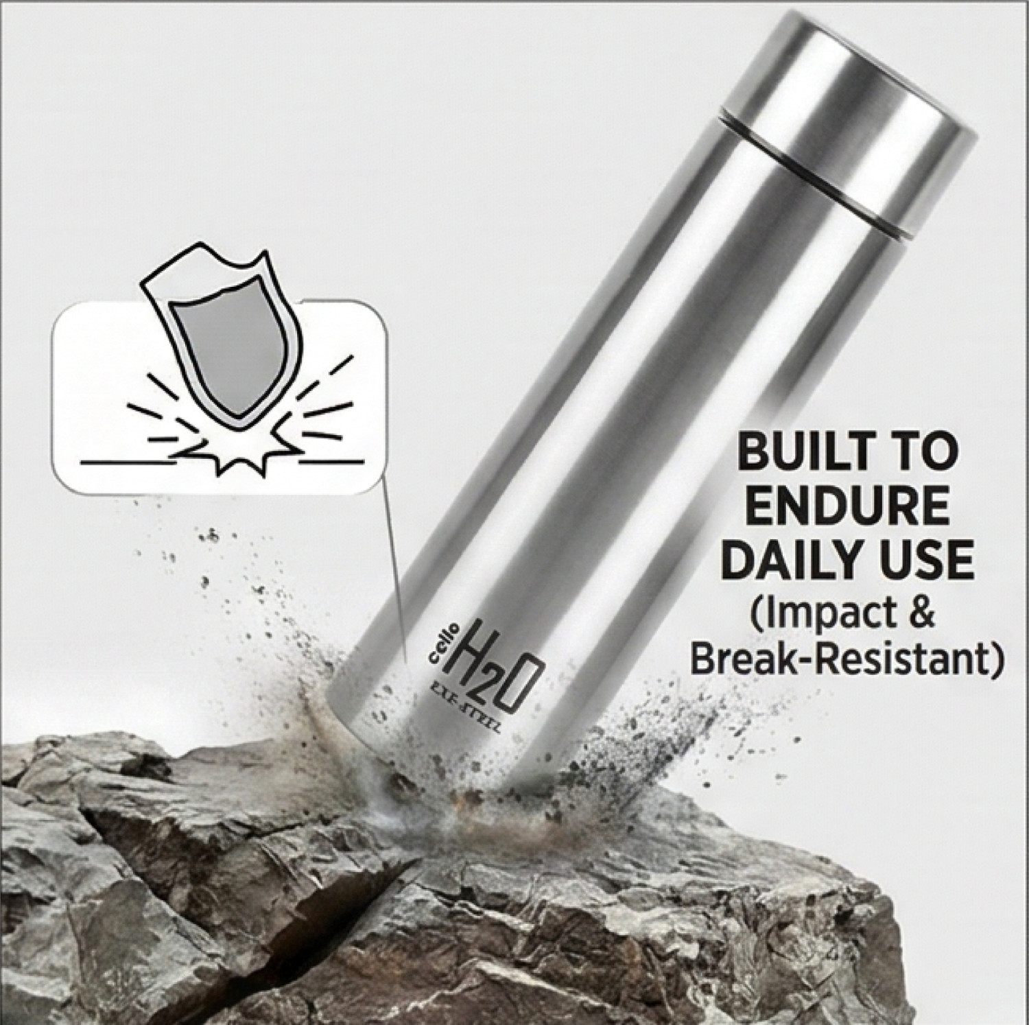 Image of cello Ozone ISI Certified Single Wall Leakproof & Rustproof 1000 ml Stainless Steel Bottle