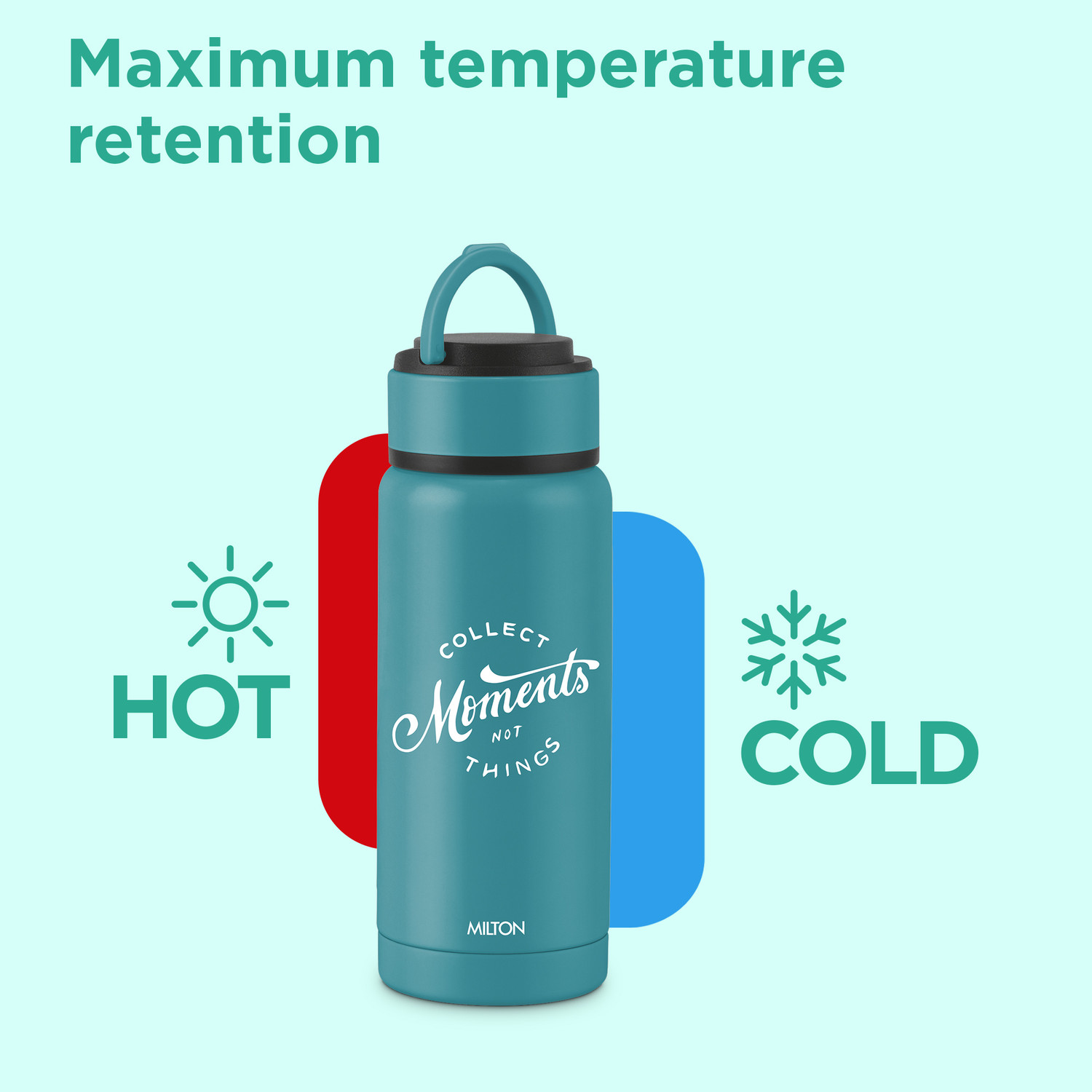 Image of MILTON Tiny 260 Thermosteel Water Bottle 250 ml, Hot and Cold, Leak Proof Lid Teal Blue 250 ml Stainless Steel Bottle