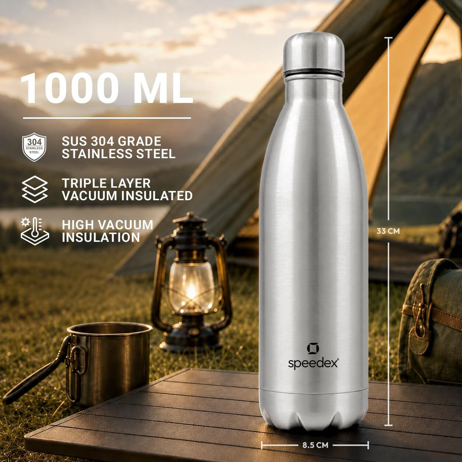 Image of SPEEDEX Thermos Hot & Cold Stainless Steel Bottle 1000 ml Stainless Steel Flask