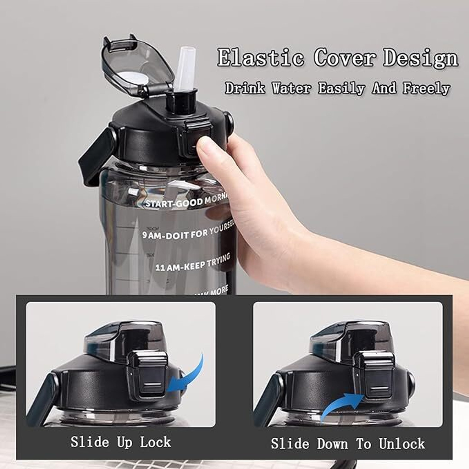 Image of UPSILON 2 Litre Leakproof Sipper Water Bottle 2000 ML (BLACK - PACK - 1) 2000 ml Plastic Sipper