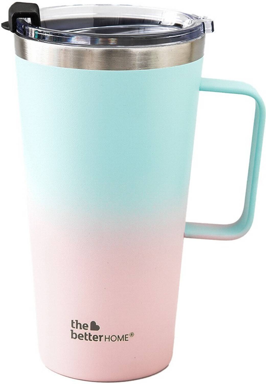 The Better Home Insulated Coffee Mug with Lid & Handle (450ml) |Easy to Carry Coffee Travel Mug 450 ml Steel Flask