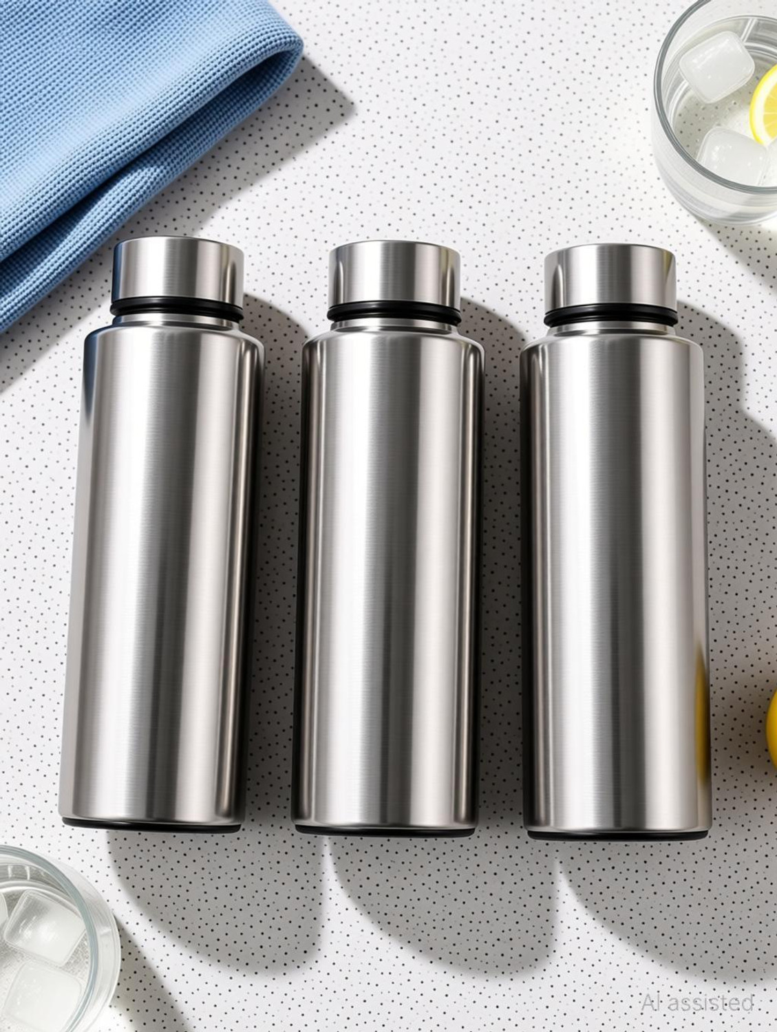 Image of VISAXMI Stainless Steel Fridge Water Bottle For School, Office, Gym, Picnic (pack of 3) 3000 ml Steel Bottle