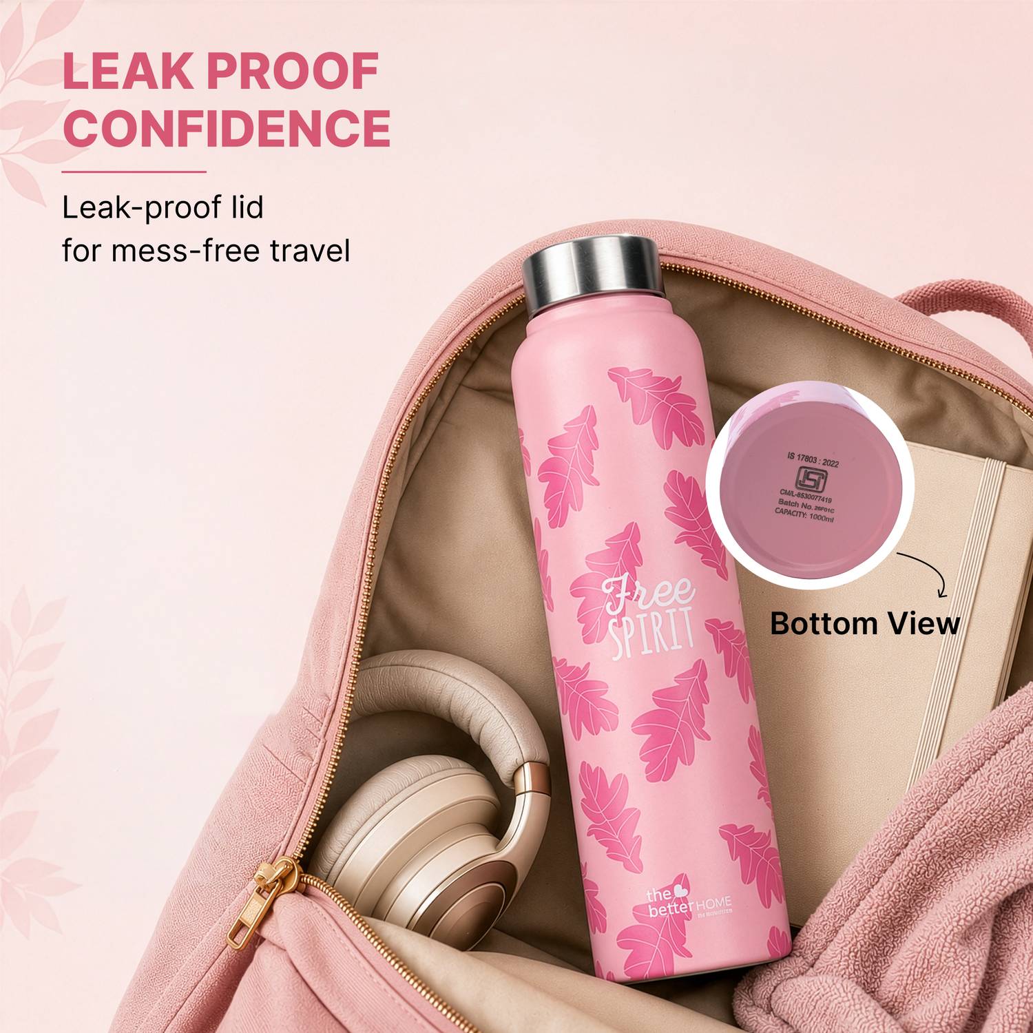 The Better Home Simplex 1000 ml Stainless Steel Bottle - Image 5