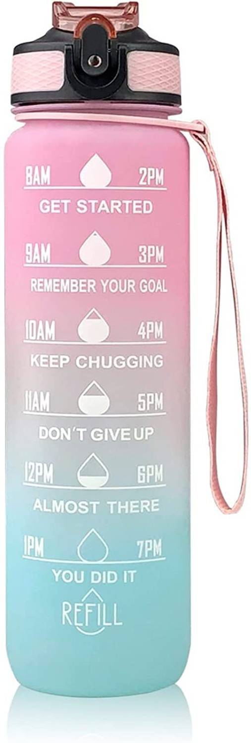 CS HUB Motivational Water Bottle (1-Liter) 1000 ml Silicone, Plastic Bottle
