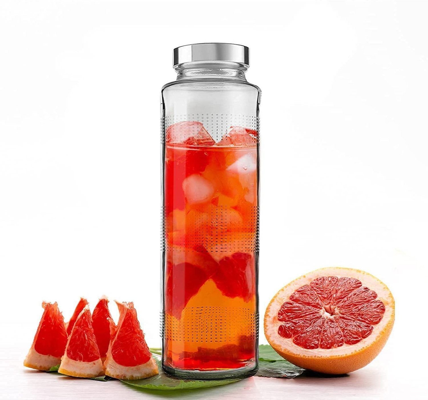 Image of SATANI Glass Airtight Water Bottle with Leak-Proof Black lid-Smoothie, with large Brush 1000 ml Glass Bottle