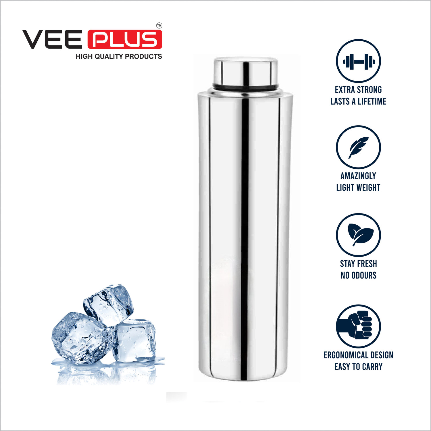 Image of VEE PLUS Stainless steel Mirror Polish ECO leak proof water bottle 900 ml Steel Bottle