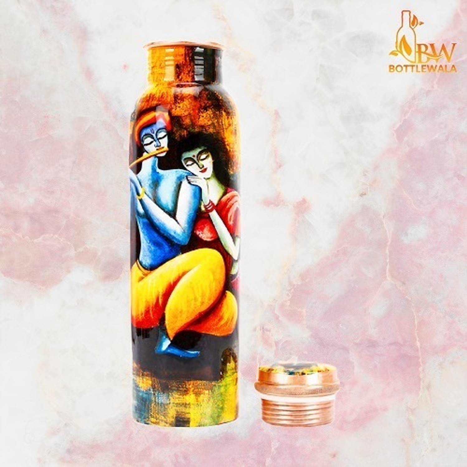 bottlewala Radha Krishna 1000 ml Copper Bottle