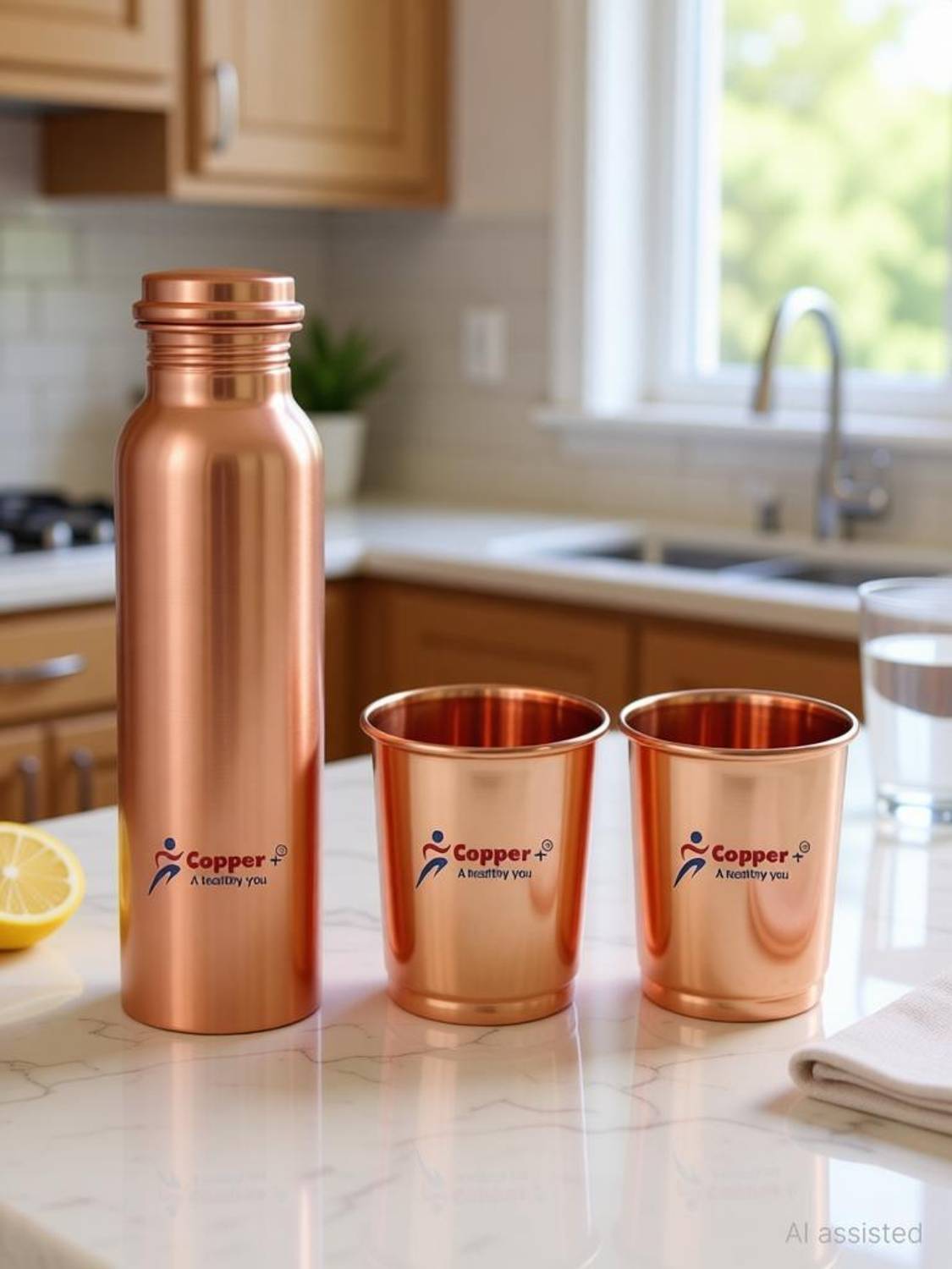 Copper + COPPER BOTTLE GIFT SET 1000 ml Copper Bottle - Buy Copper
