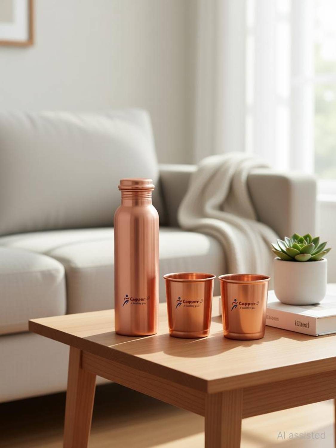 Copper + COPPER BOTTLE GIFT SET 1000 ml Copper Bottle - Buy Copper