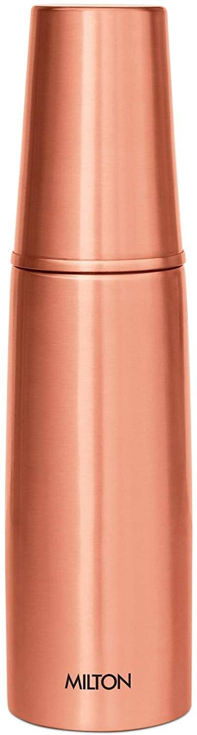 MILTON Copper Combo 1000 Water Bottle with in Built Glass Cap 880