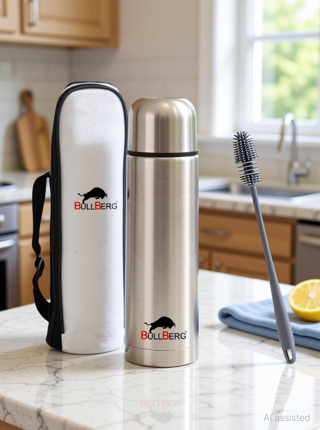 Image of bullberg Thermosteel Vacuum Flask | Hot and Cold Water Bottle with Free Bottle Cleaner 500 ml Stainless Steel Flask