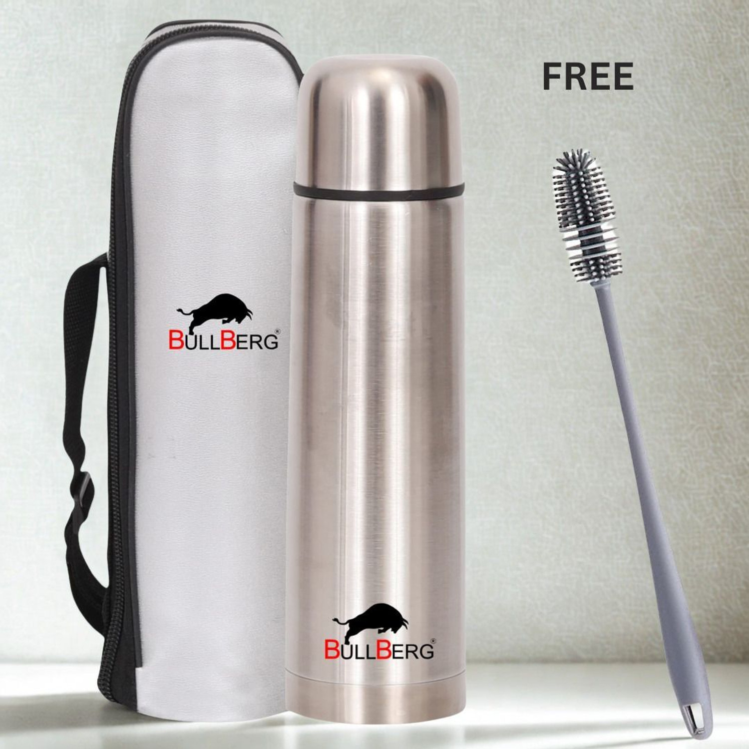 Image of bullberg Thermosteel Vacuum Flask | Hot and Cold Water Bottle with Free Bottle Cleaner 500 ml Stainless Steel Flask