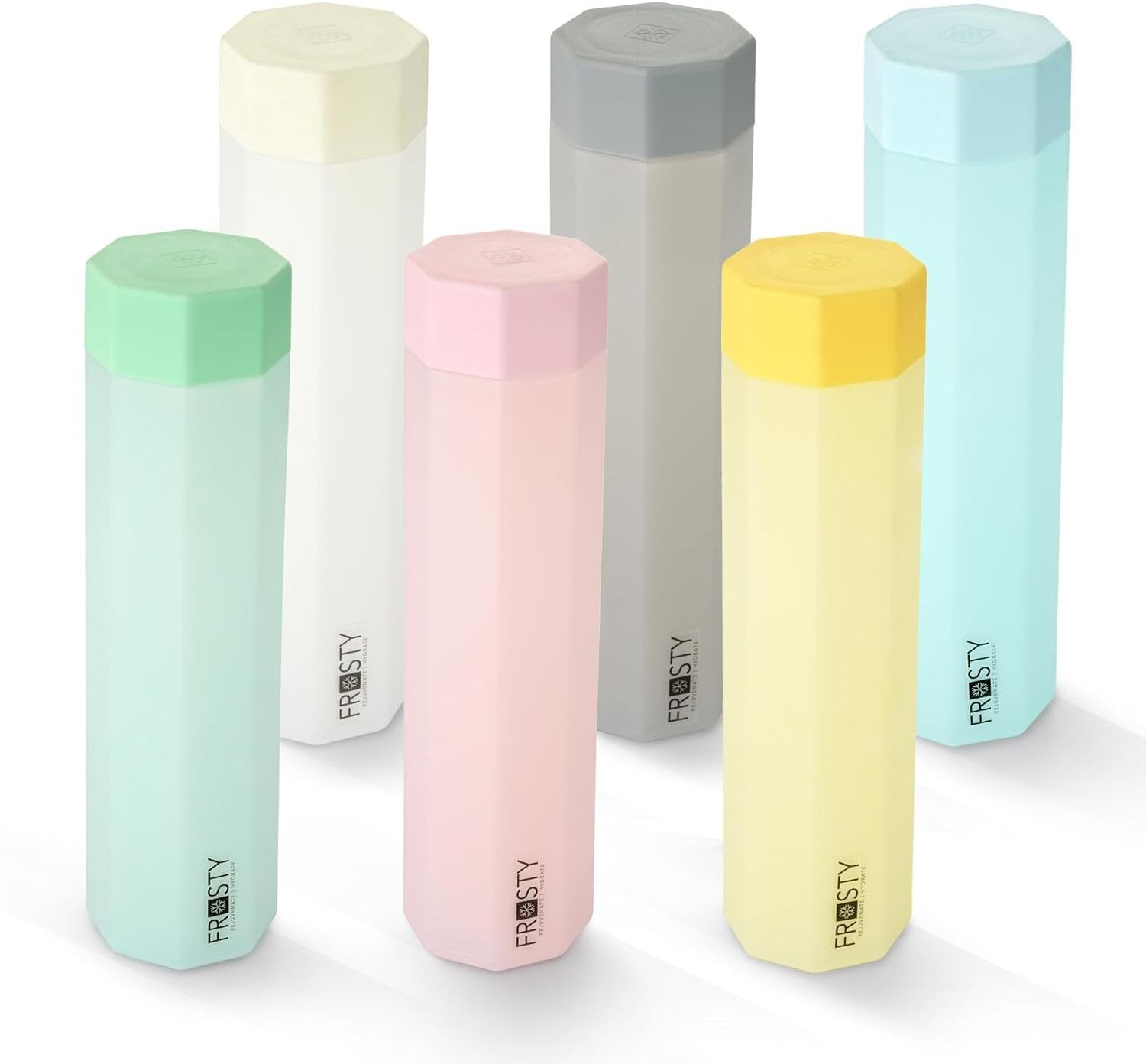 Image of ZROY ENTERPRISE Unbreakable Water bottle octagon Plastic Food Grade Fridge Round Bottle Set of 6 990 ml Glass Bottle