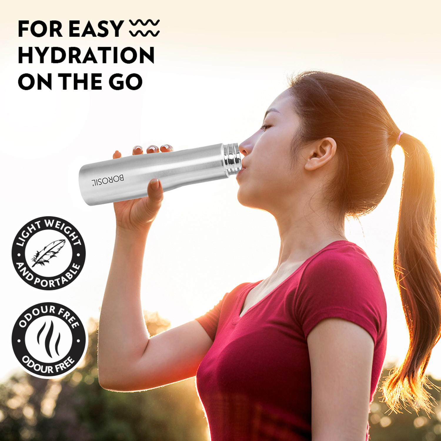 Image of BOROSIL Swan Single Wall Water Bottle, ISI Certified, Made in India 1000 ml Stainless Steel Bottle