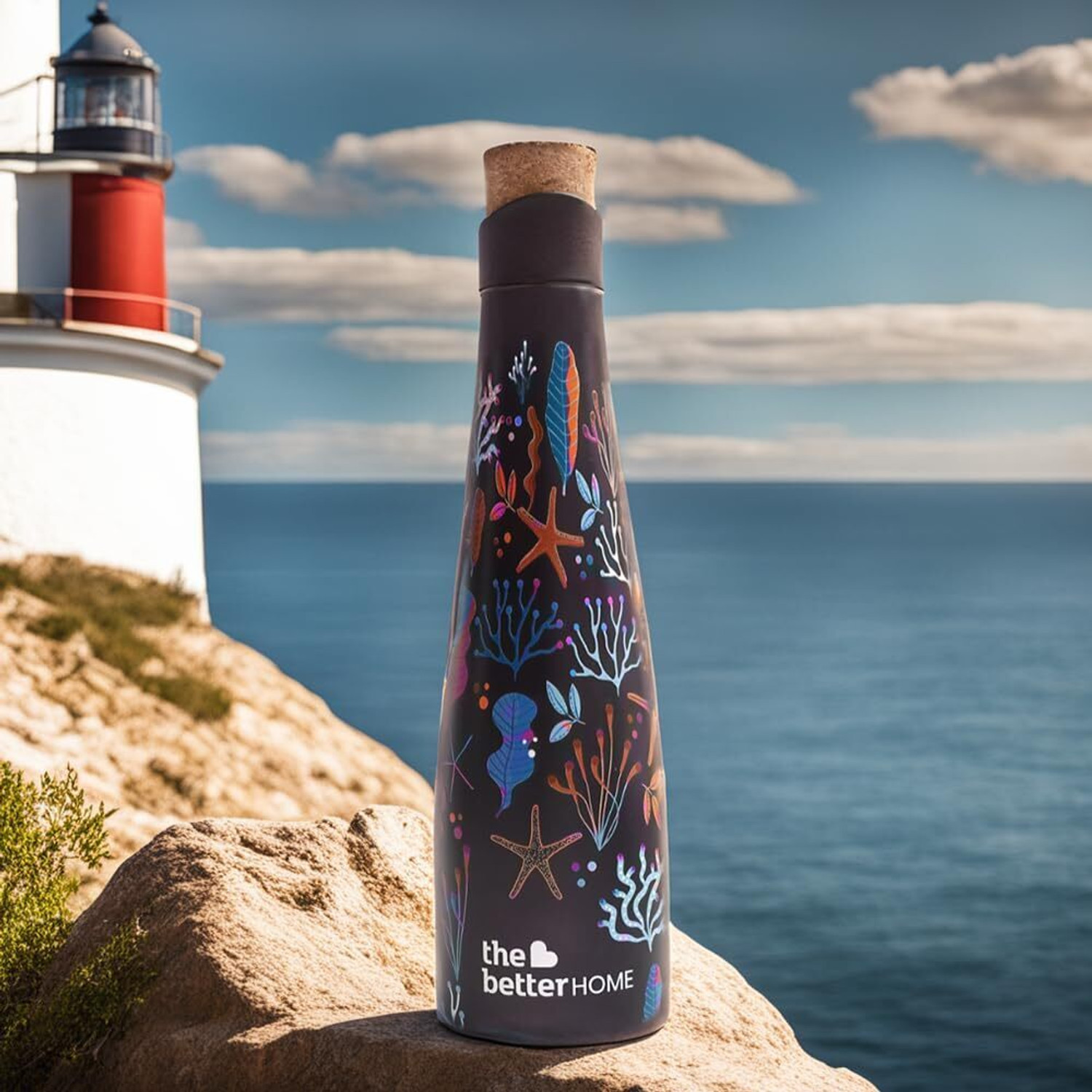 Image of The Better Home Insulated Water Bottle for Kids Office:18Hr Hot,Cork Cap,Double Wall Insulation 500 ml Steel Bottle