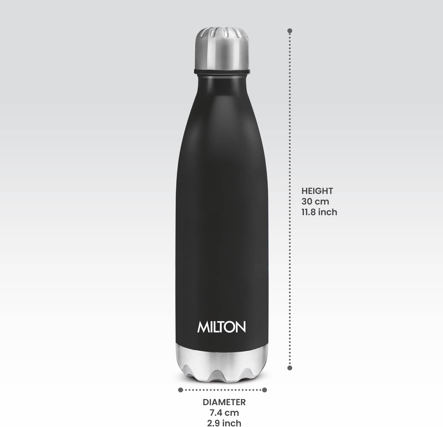 MILTON Shine 1000 Stainless Steel Water Bottle, Black 870 ml - Image 4