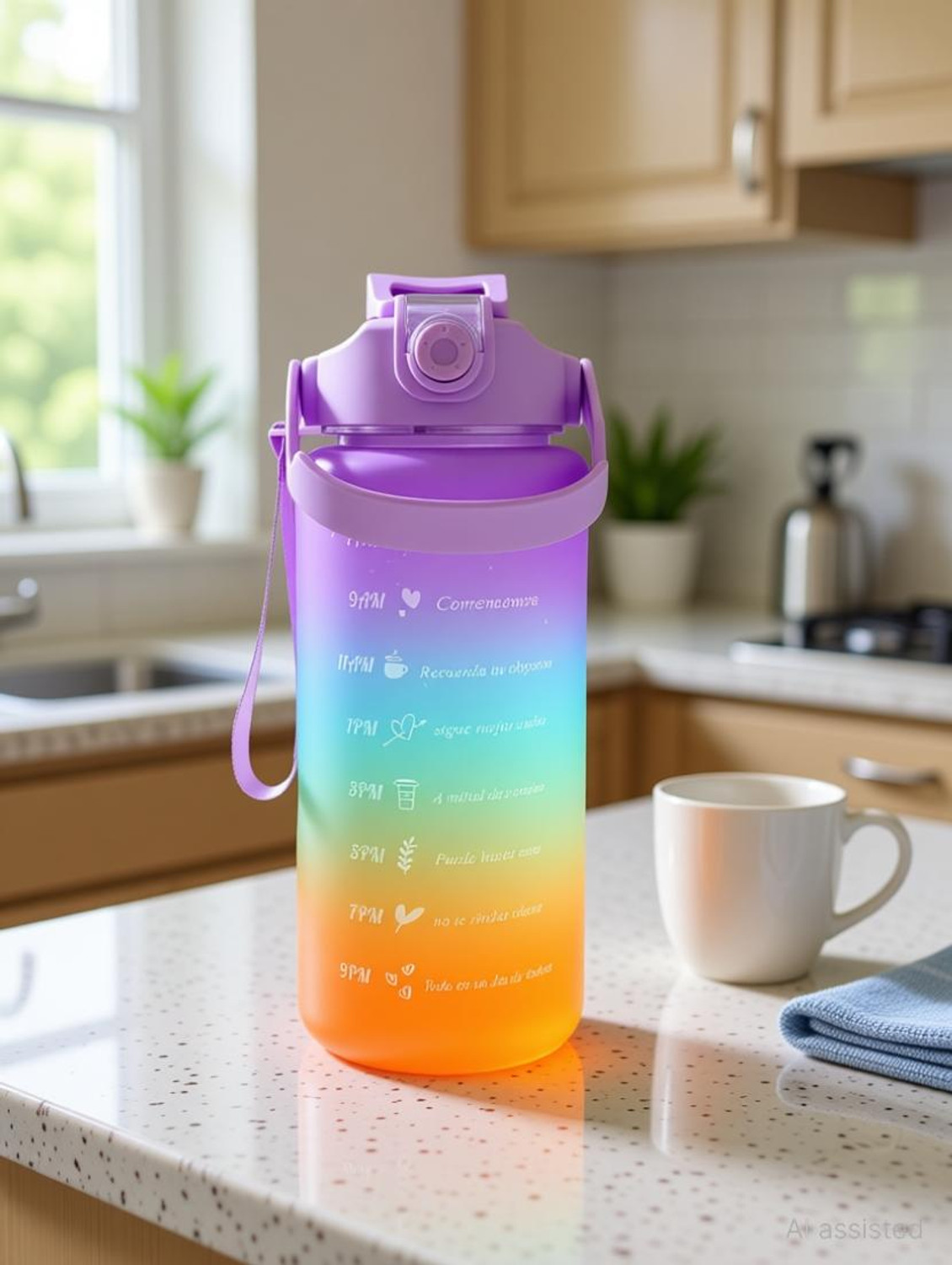 Image of ved online mart Unbreakable 3-Piece Motivational Water Bottle Set 2000 ml Water Bottles 2000 ml Plastic Bottle
