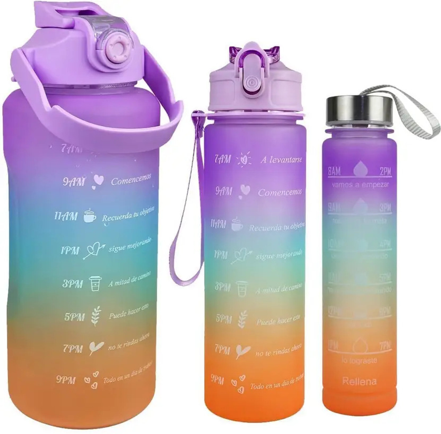 Image of ved online mart Unbreakable 3-Piece Motivational Water Bottle Set 2000 ml Water Bottles 2000 ml Plastic Bottle