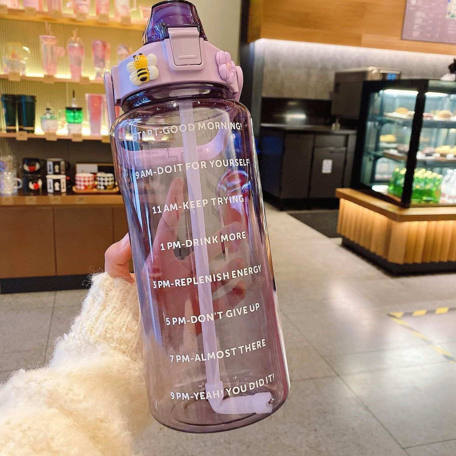 Image of viyagenterprise 2pack 2 Litre Plastic Water Bottle Motivational Water Bottle 2000 ml Silicone Bottle
