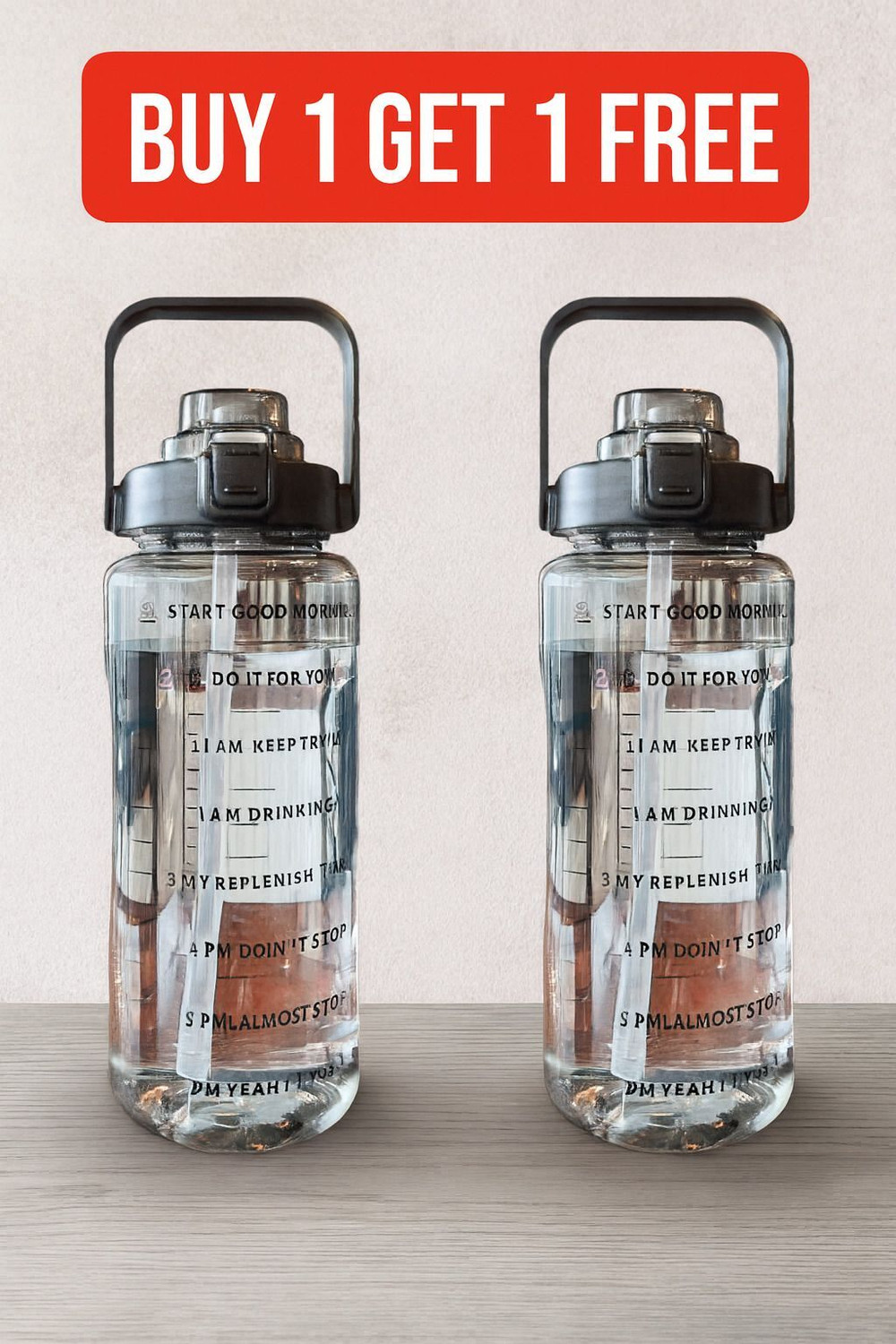 Image of HARMI ENTERPRISE Motivational 2-Liter Water Bottle with Leak-Proof Flip-Top & Time Marker 2000 ml Plastic Bottle