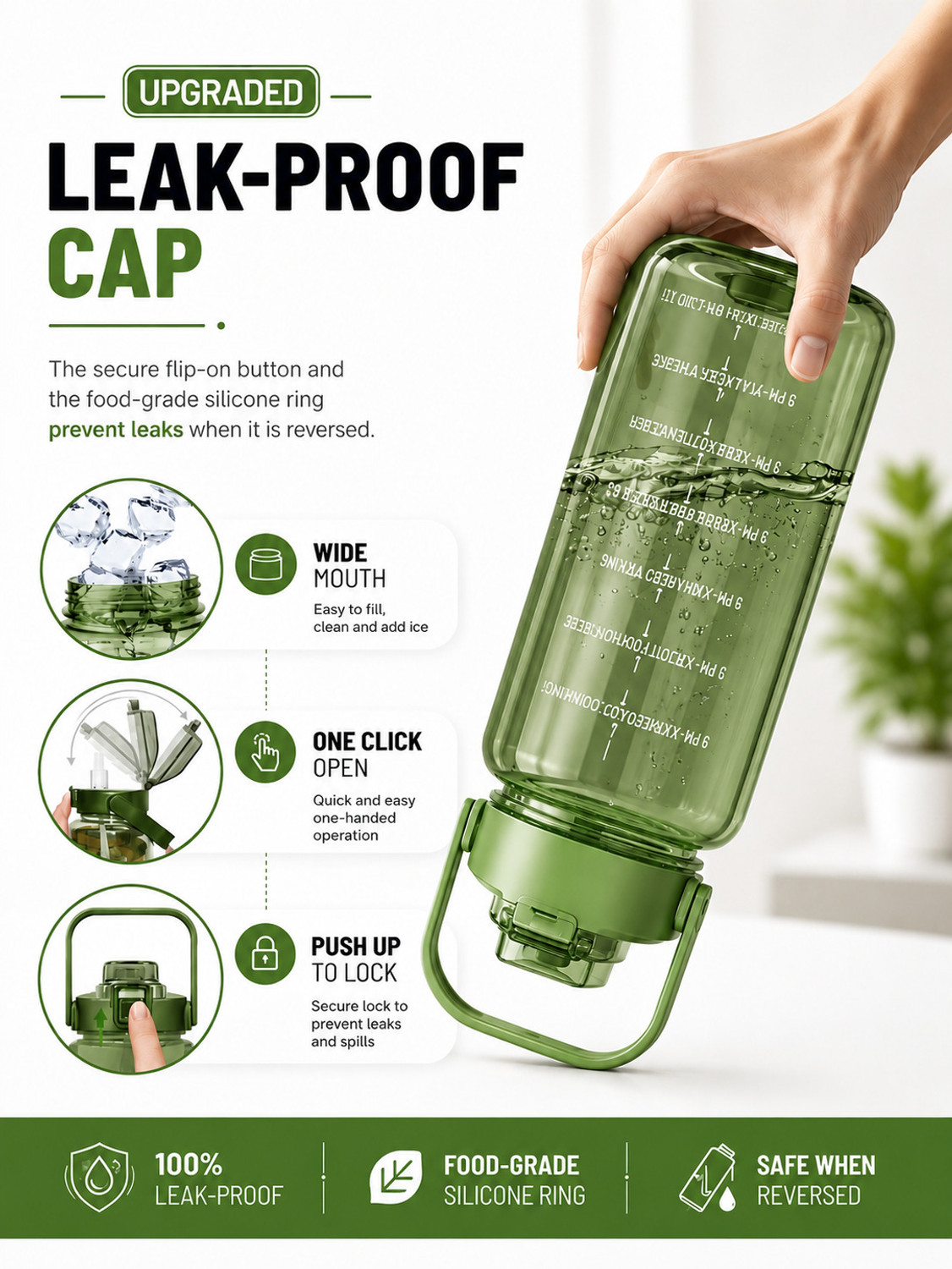Image of Flipkart SmartBuy Premium Motivational Time Marker Water Bottle with Straw & Carry Handle. 2000 ml Plastic Bottle