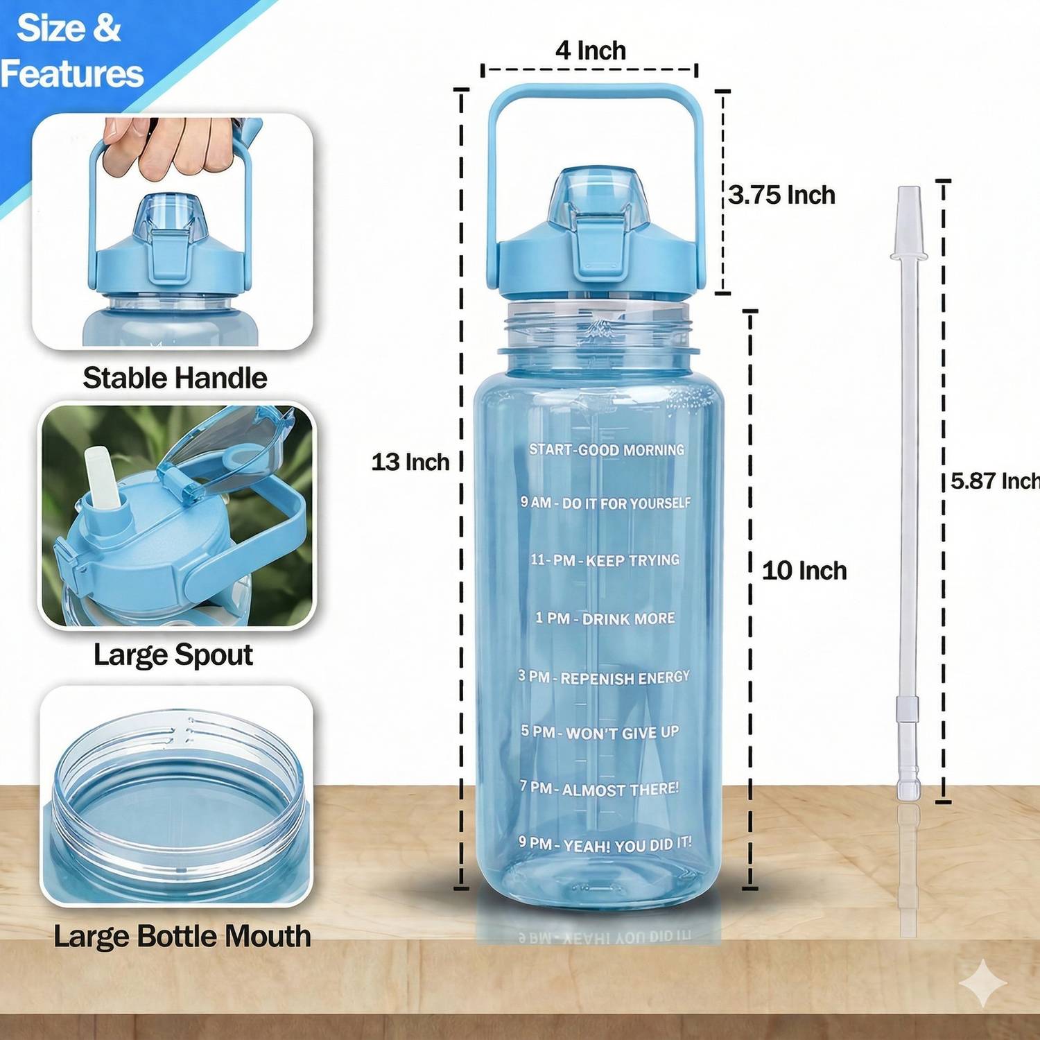 BELLERBIRD 2L Motivational Water Bottle - Image 4