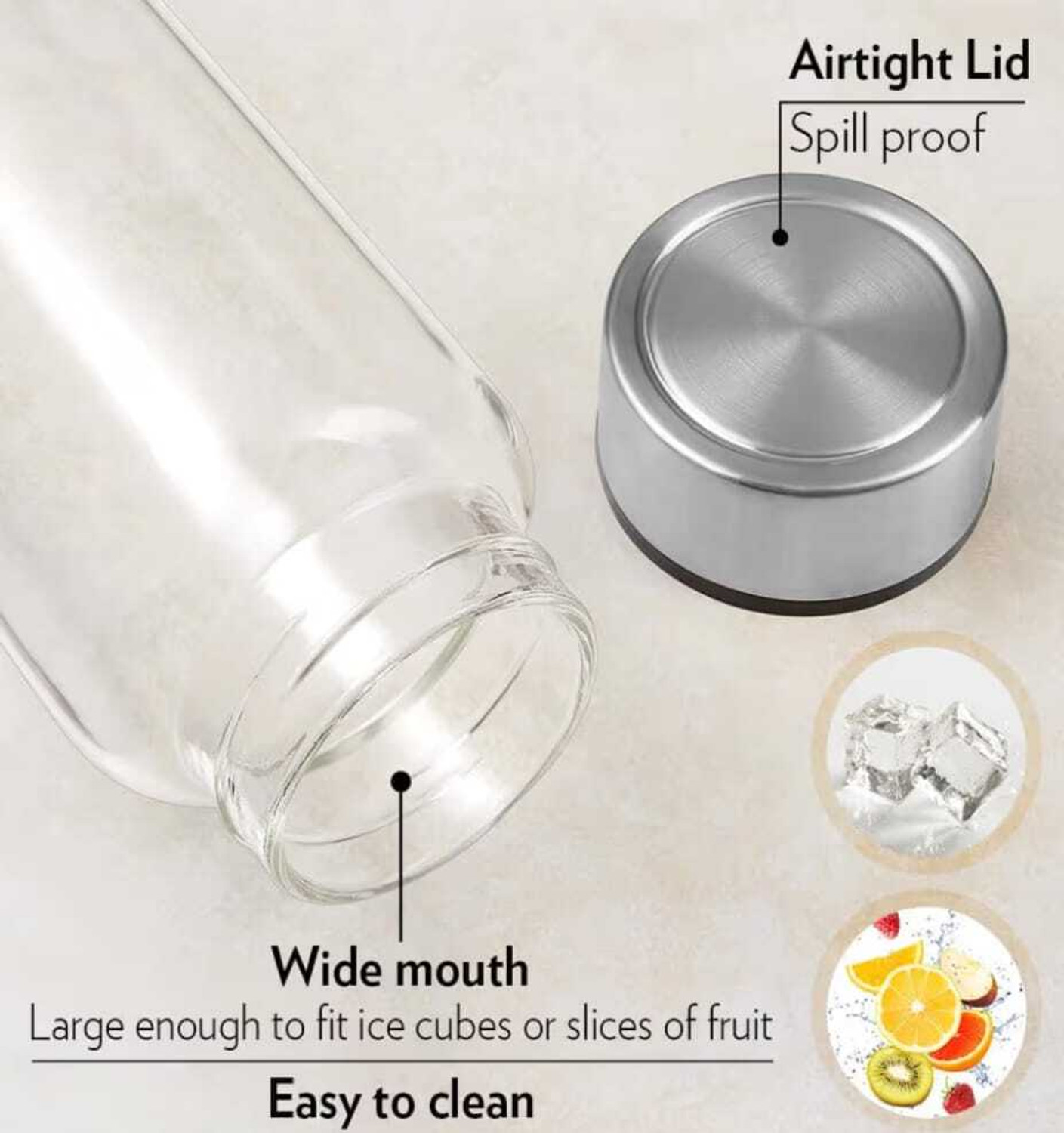 Image of MILTON Costa 1000 | Transparent bottle | PET Bottle | Rust proof | Leakproof | BPA FREE 1000 ml Plastic Bottle (Pack of 1, Clear)