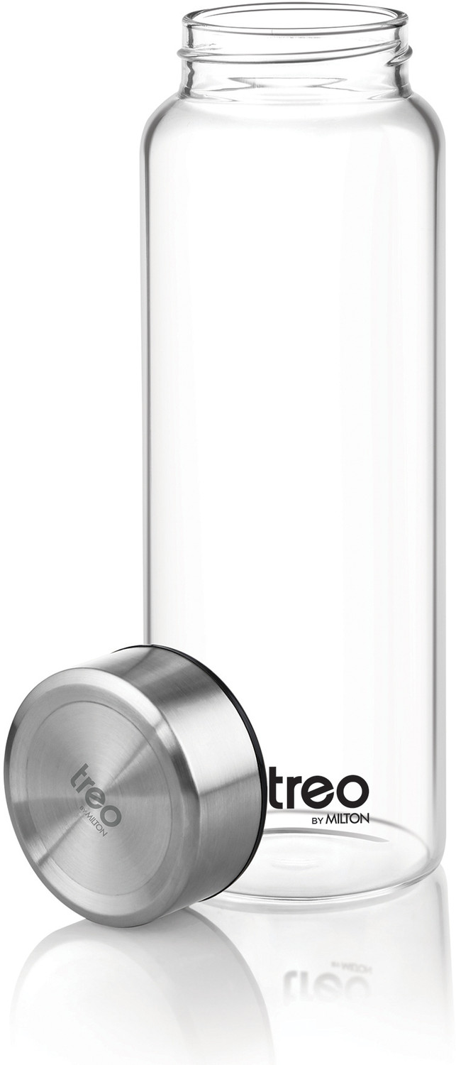 Image of TREO Clearvue Borosilicate Glass Water Bottle 800ml, Clear, Fridge Bottle, Wide Mouth 800 ml Glass Bottle
