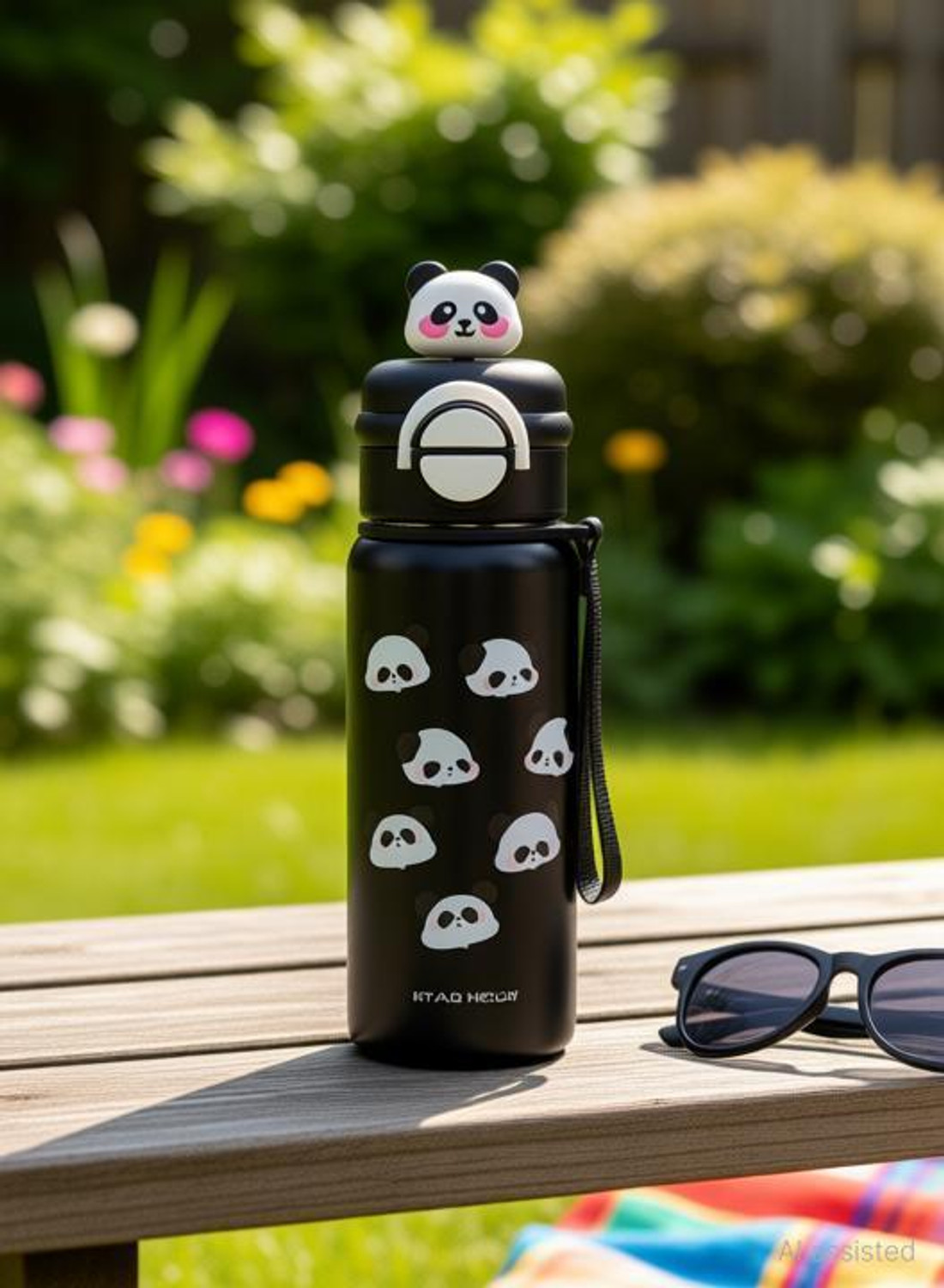 Image of TrendyWendy Cute Panda Water Bottle | Leak-Proof | Flip Cap & Strap | Bottle 600 ml Stainless Steel Bottle