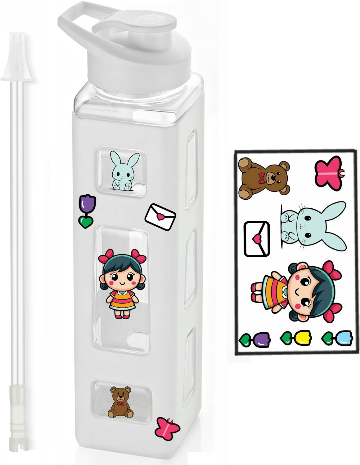 BeastBull Water Bottle With Convenient Straw and Sticker Fancy 1000 ml Plastic Bottle