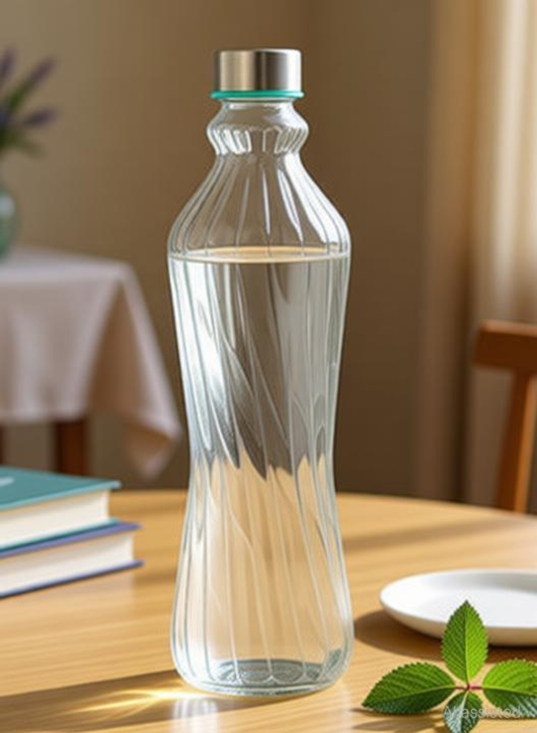Image of VibeGlass Twisted Glass Water Bottle 1000 ml Glass Bottle